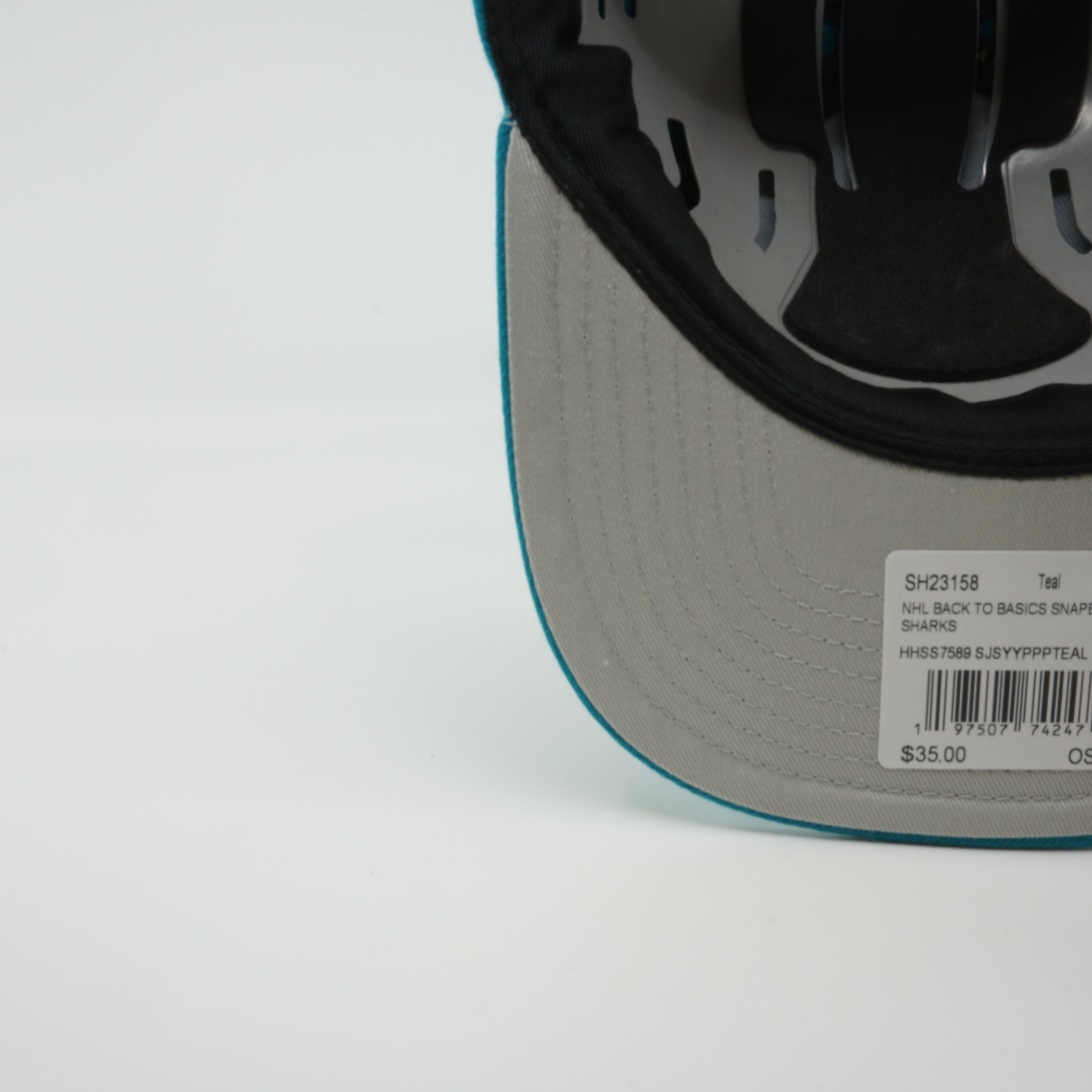 MENS MITCHELL & NESS NHL BACK TO BASICS SNAPBACK SHARKS - TEAL