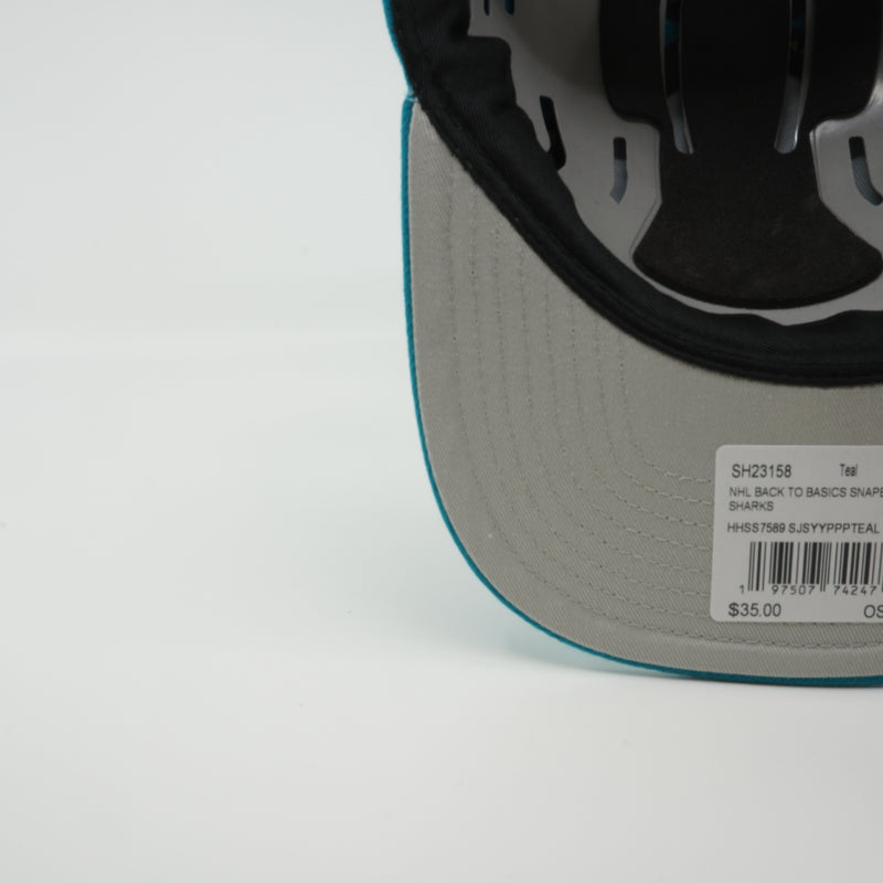 MENS MITCHELL & NESS NHL BACK TO BASICS SNAPBACK SHARKS - TEAL