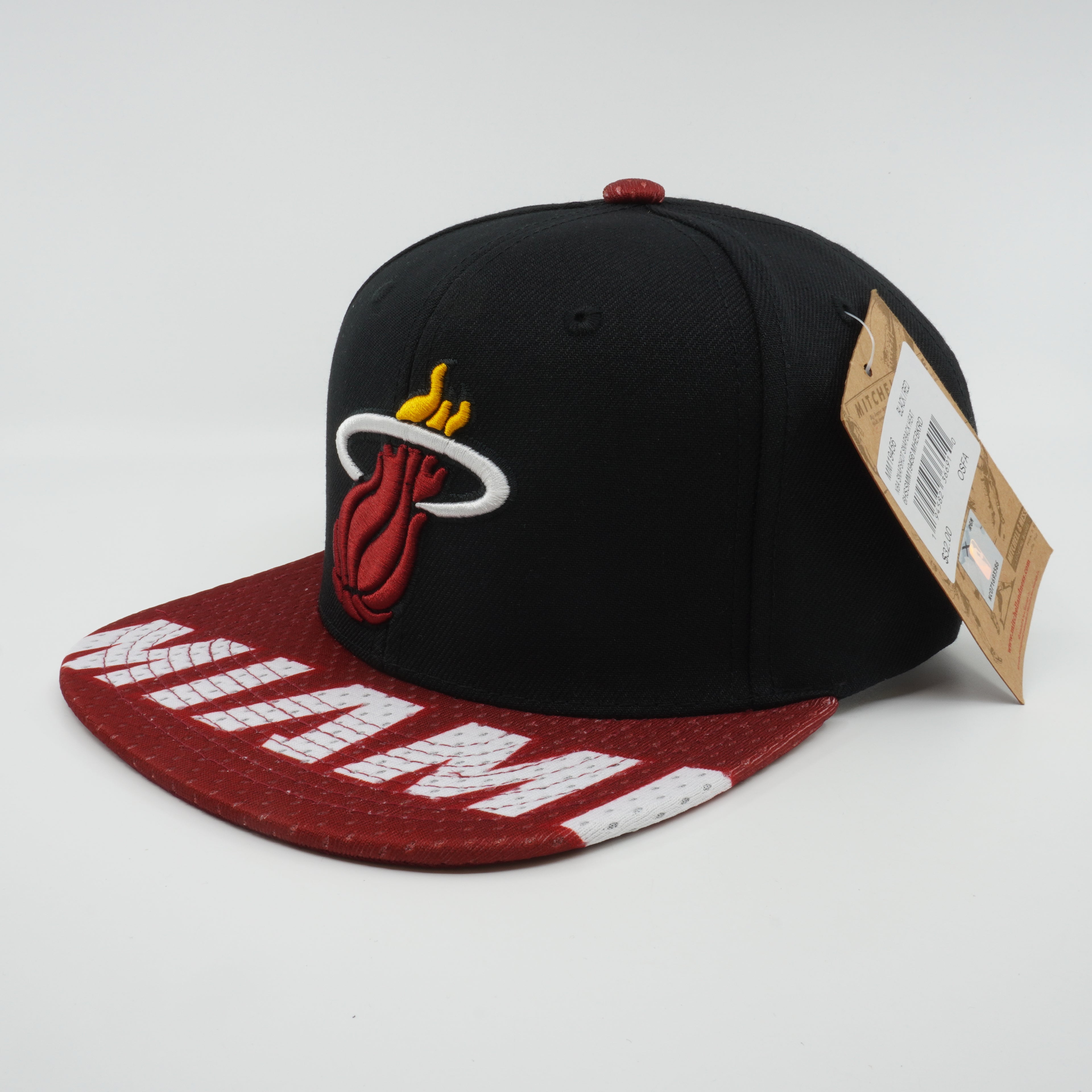 MENS MITCHELL & NESS NBA SNAPSHOT SNAPBACK HEAT - BLACK-RED