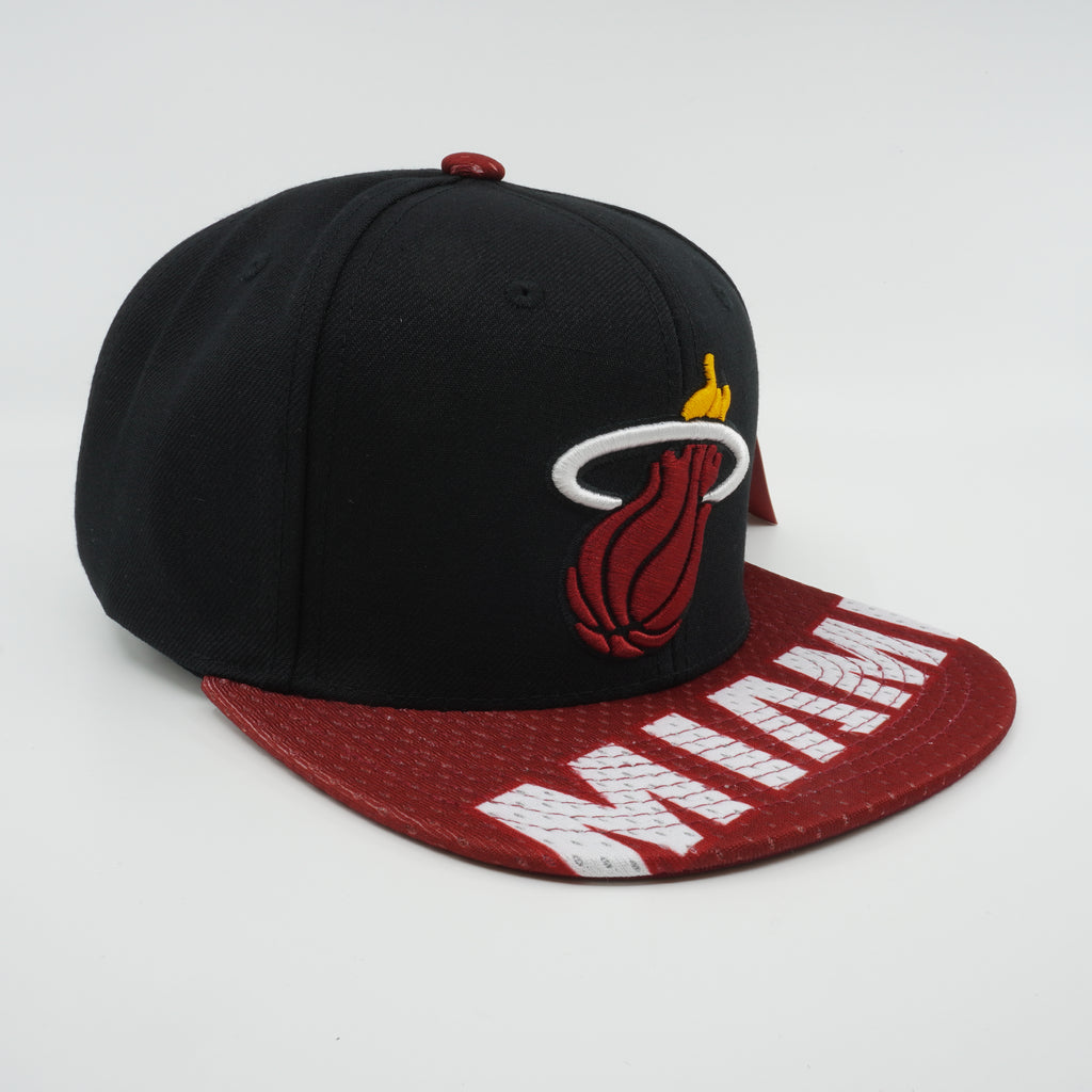 MENS MITCHELL & NESS NBA SNAPSHOT SNAPBACK HEAT - BLACK-RED