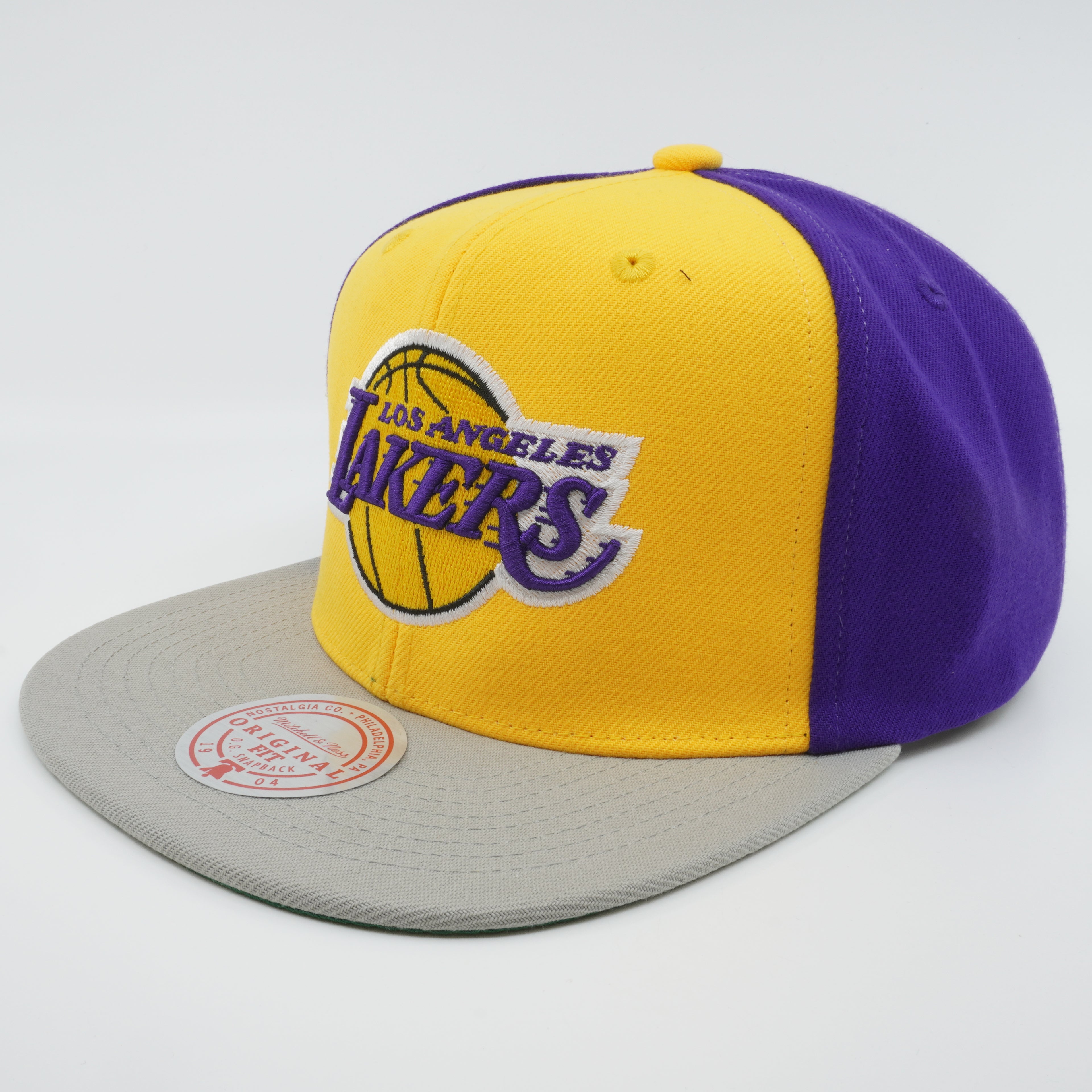 MENS MITCHELL & NESS NBA BLOCK OUT SNAPBACK LAKERS - PURPLE