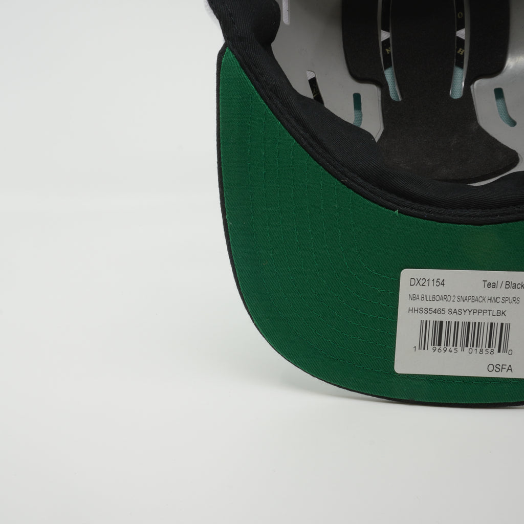MENS MITCHELL & NESS NBA BILLBOARD 2 SNAPBACK HWC SPURS - TEAL-BLACK