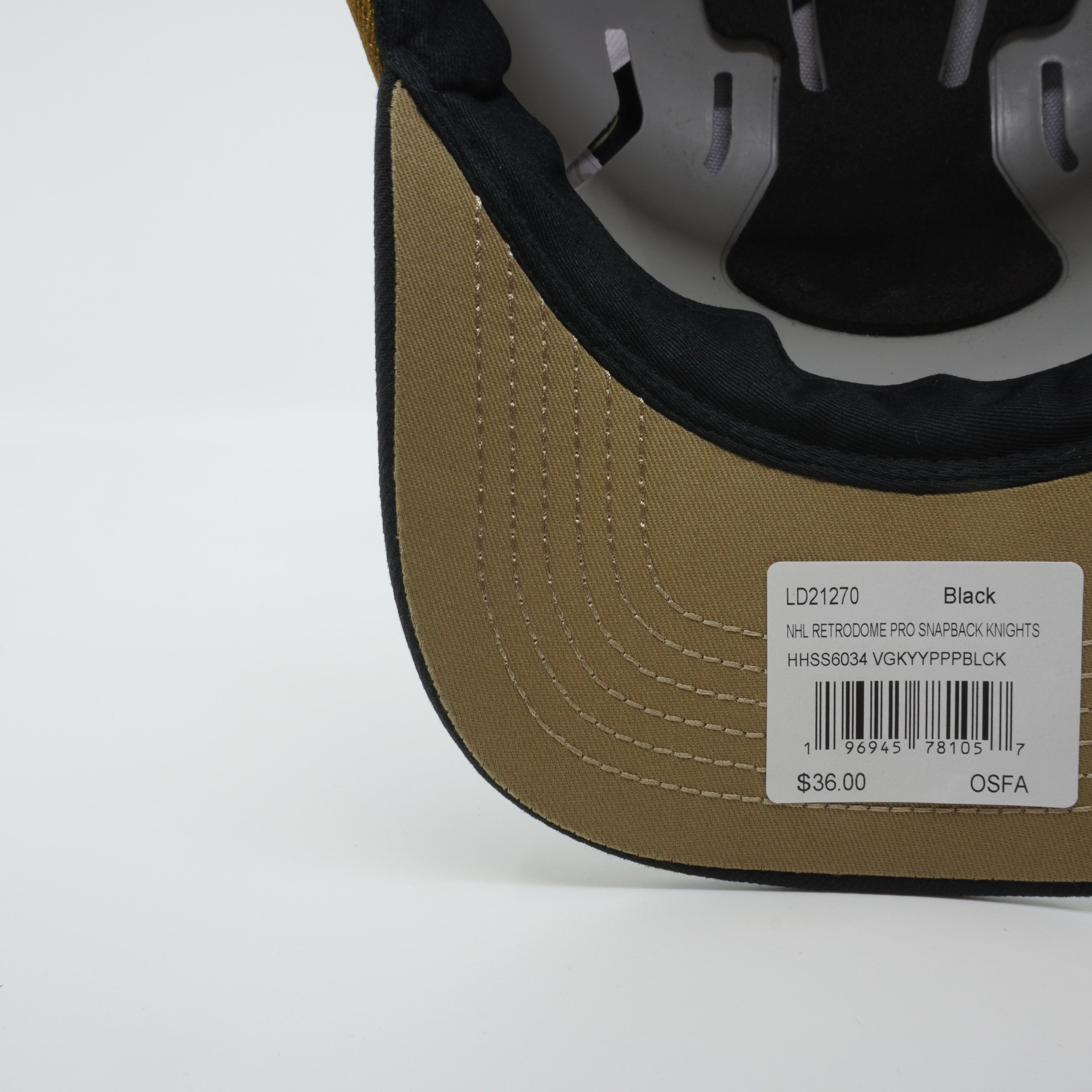 MENS MITCHELL & NESS NHL RETRODOME PRO SNAPBACK KNIGHTS - BLACK