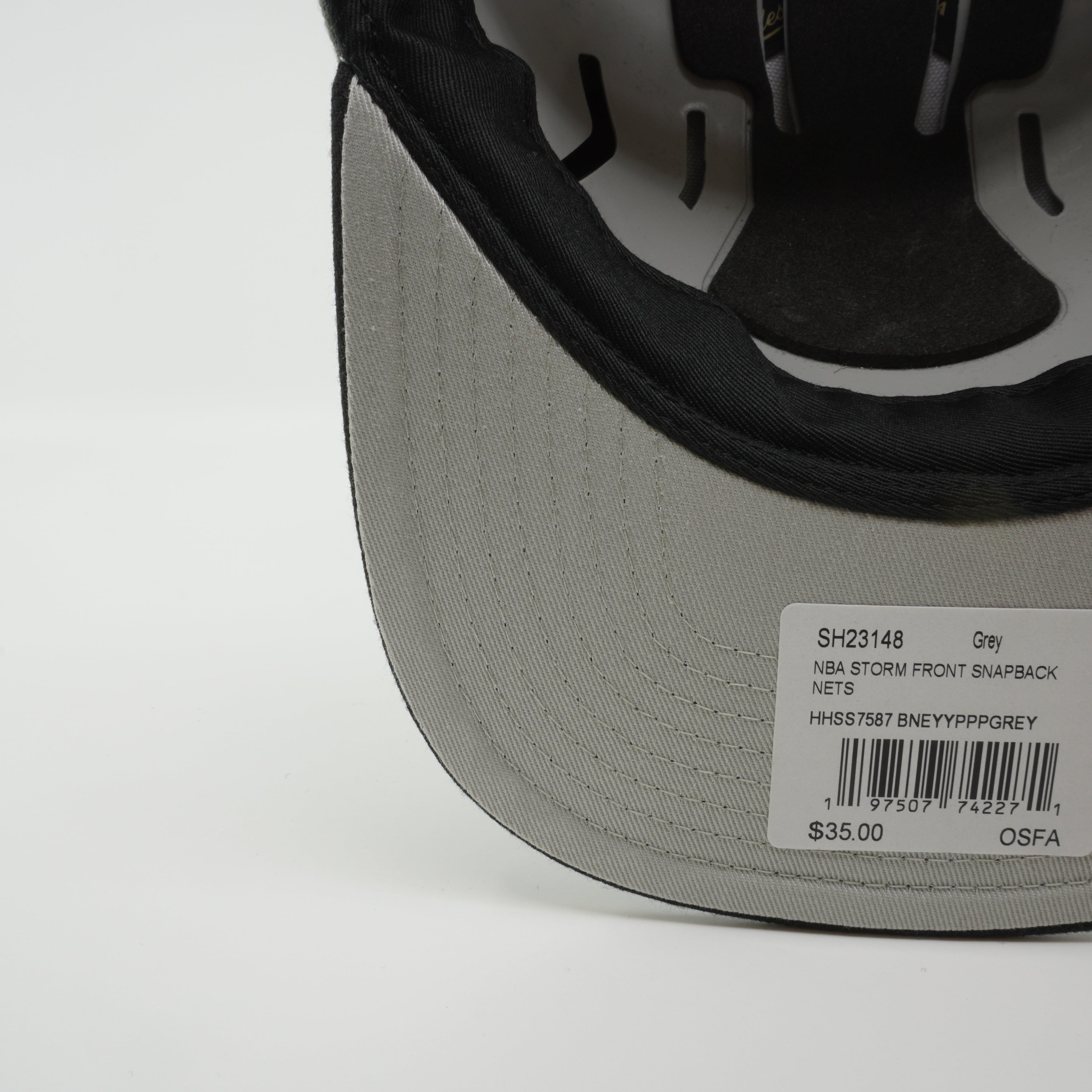 MENS MITCHELL & NESS NBA STORM FRONT SNAPBACK NETS - GREY