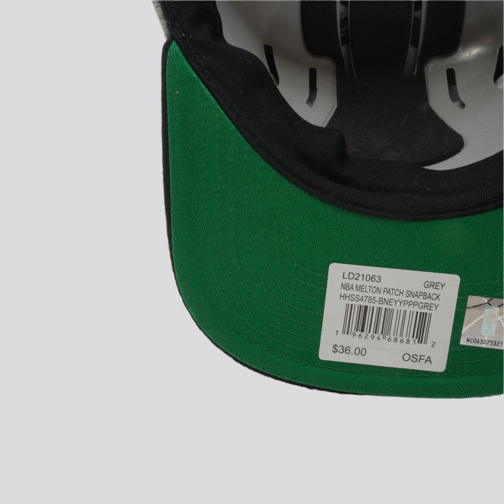 MENS MITCHELL & NESS NBA MELTON PATCH SNAPBACK NETS - GREY