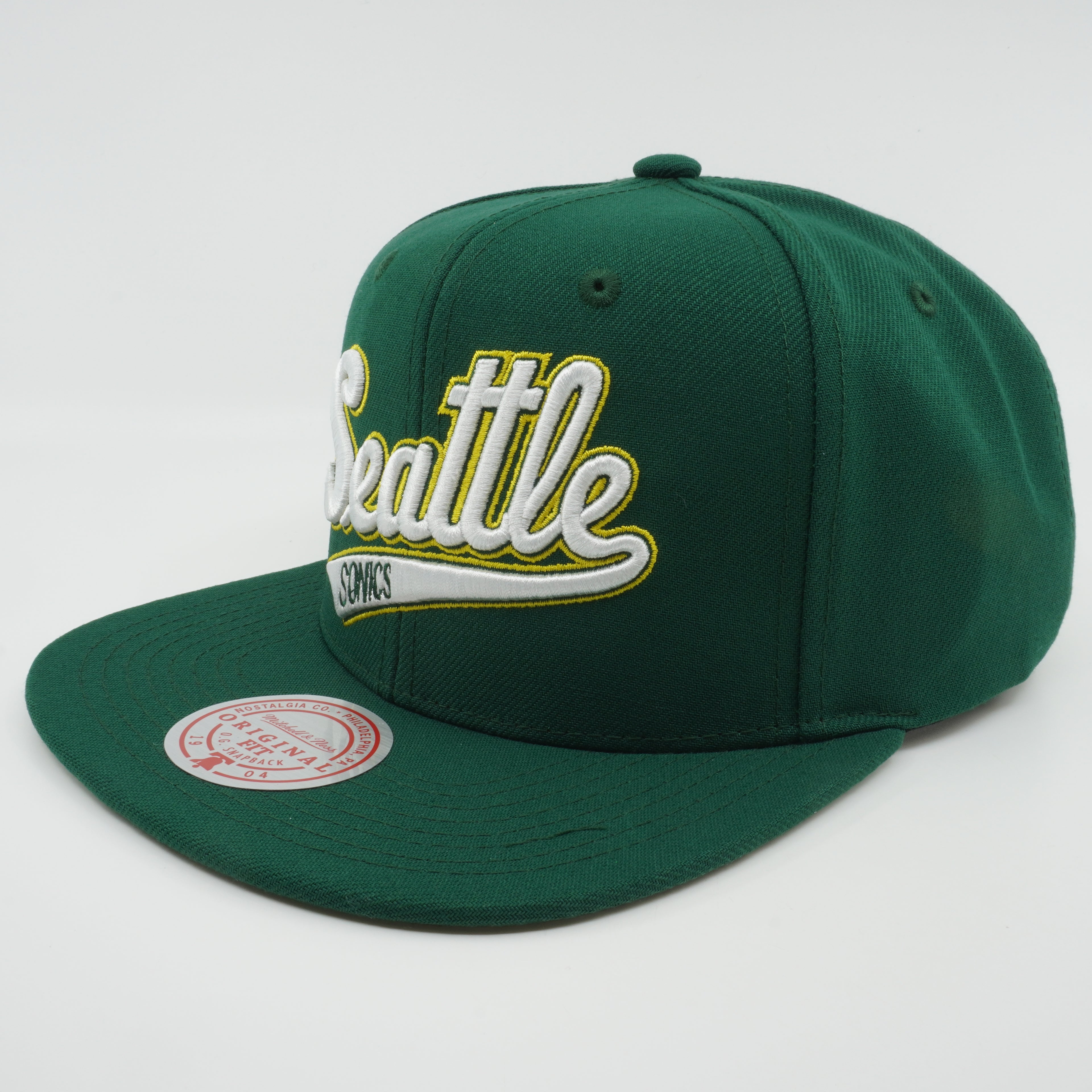 MENS MITCHELL & NESS NBA CORE BASIC SNAPBACK HWC SUPERSONICS - GREEN-WHITE
