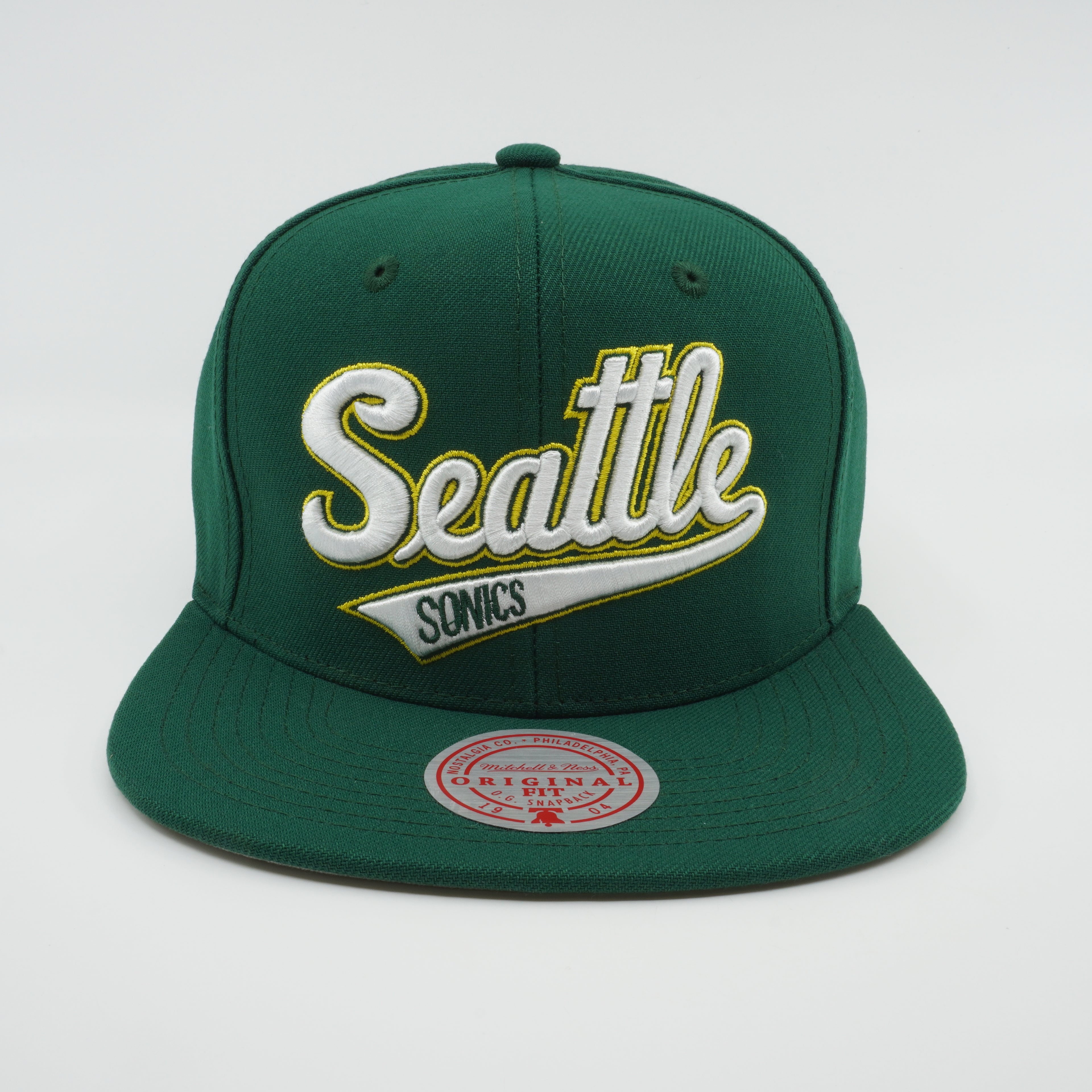 MENS MITCHELL & NESS NBA CORE BASIC SNAPBACK HWC SUPERSONICS - GREEN-WHITE
