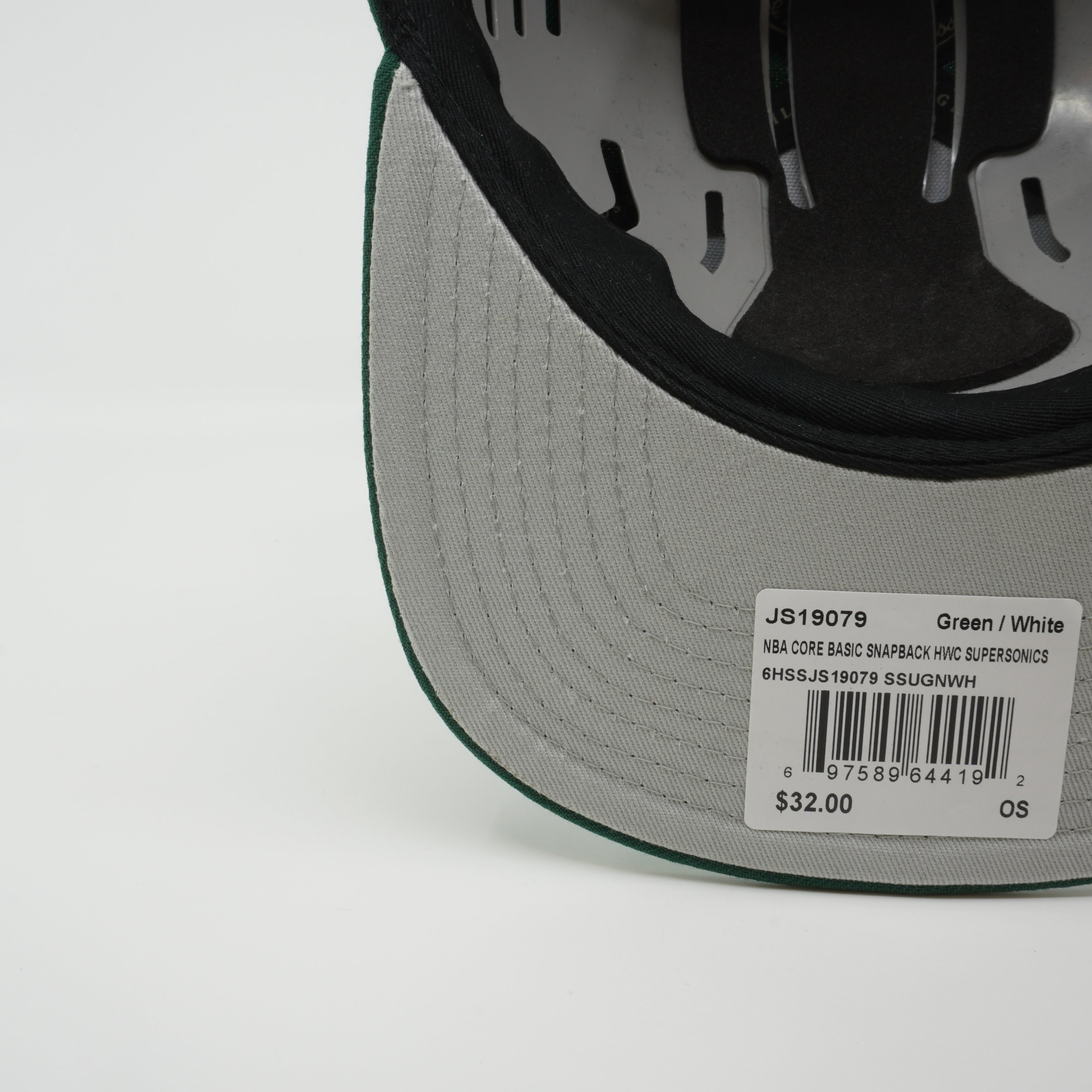 MENS MITCHELL & NESS NBA CORE BASIC SNAPBACK HWC SUPERSONICS - GREEN-WHITE