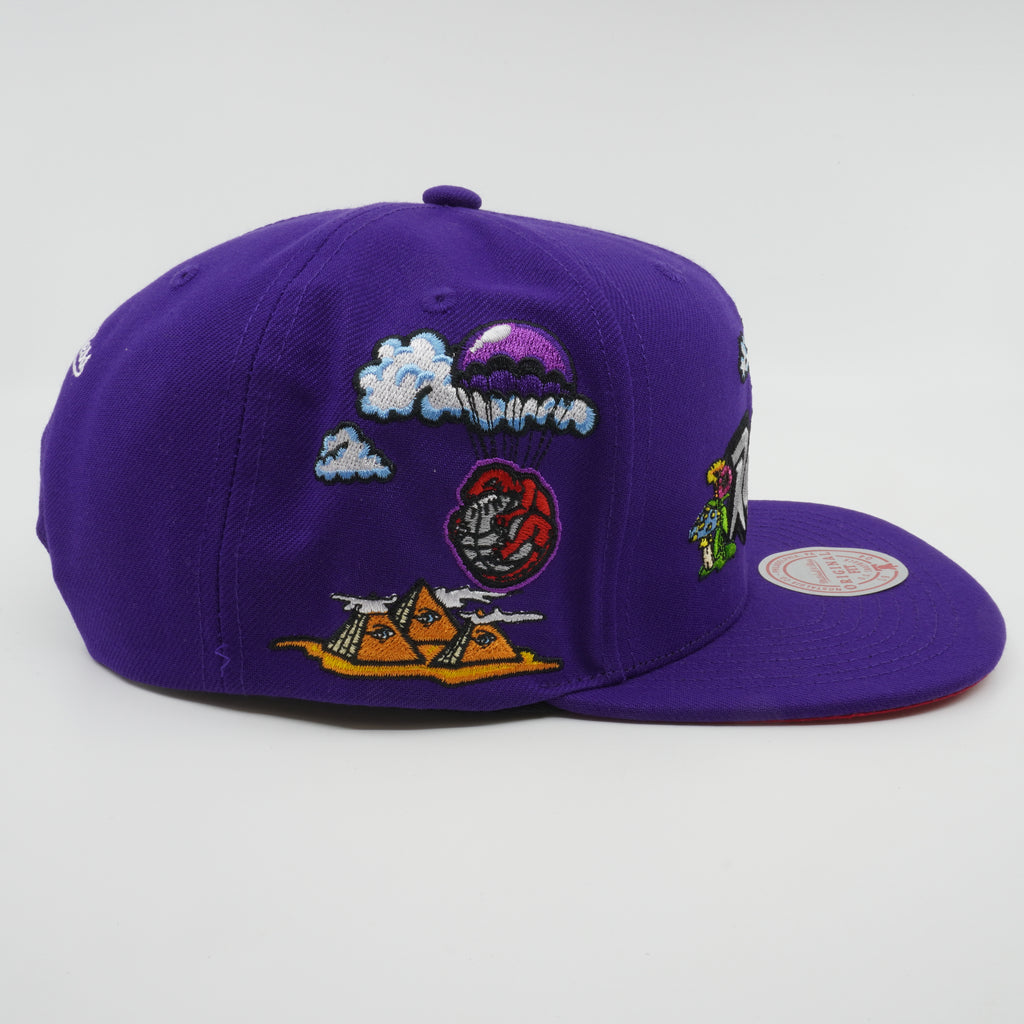 MENS MITCHELL & NESS NBA PSYCHEDELIC SNAPBACK HWC RAPTORS - PURPLE
