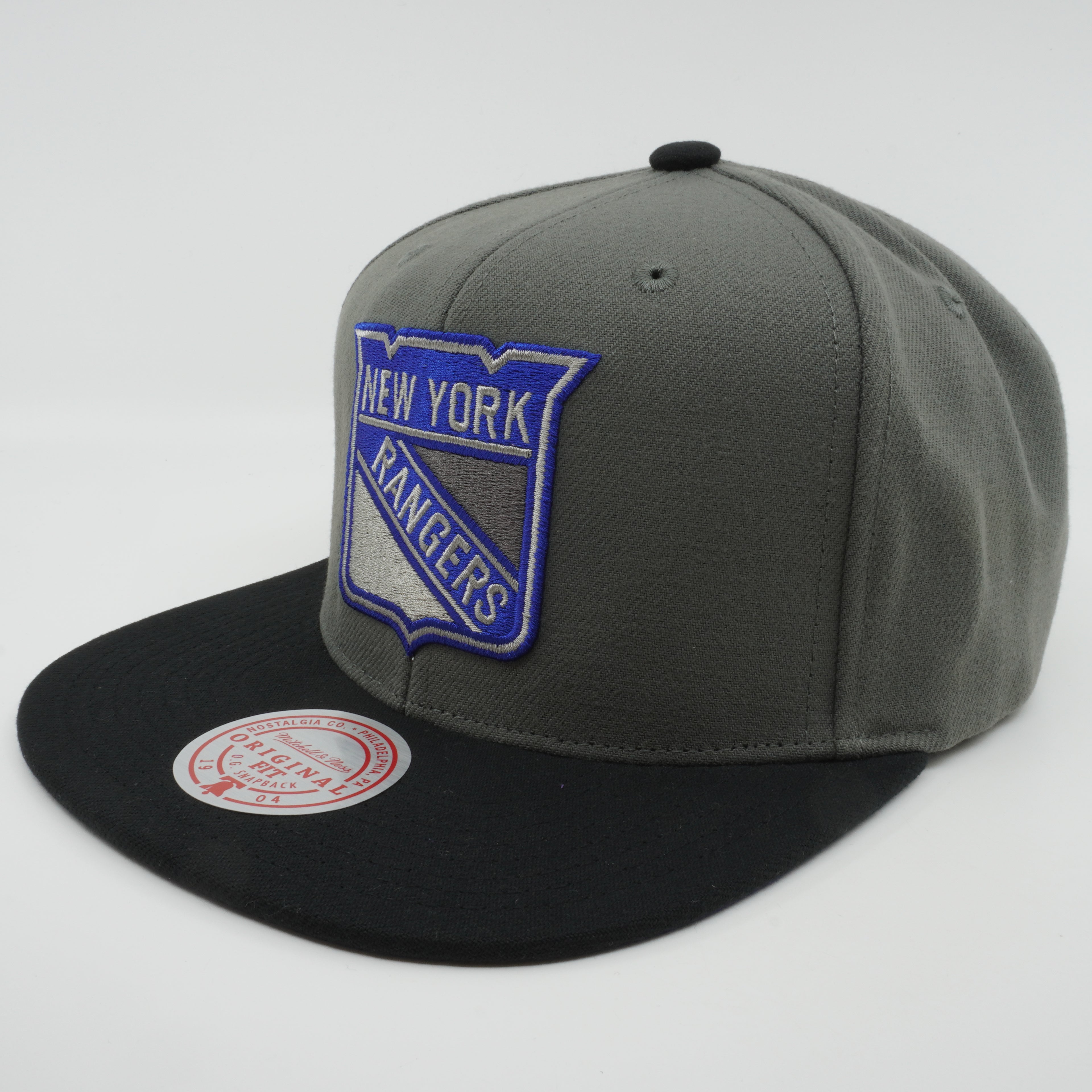 MENS MITCHELL & NESS NHL STORM FRONT SNAPBACK RANGERS - GREY