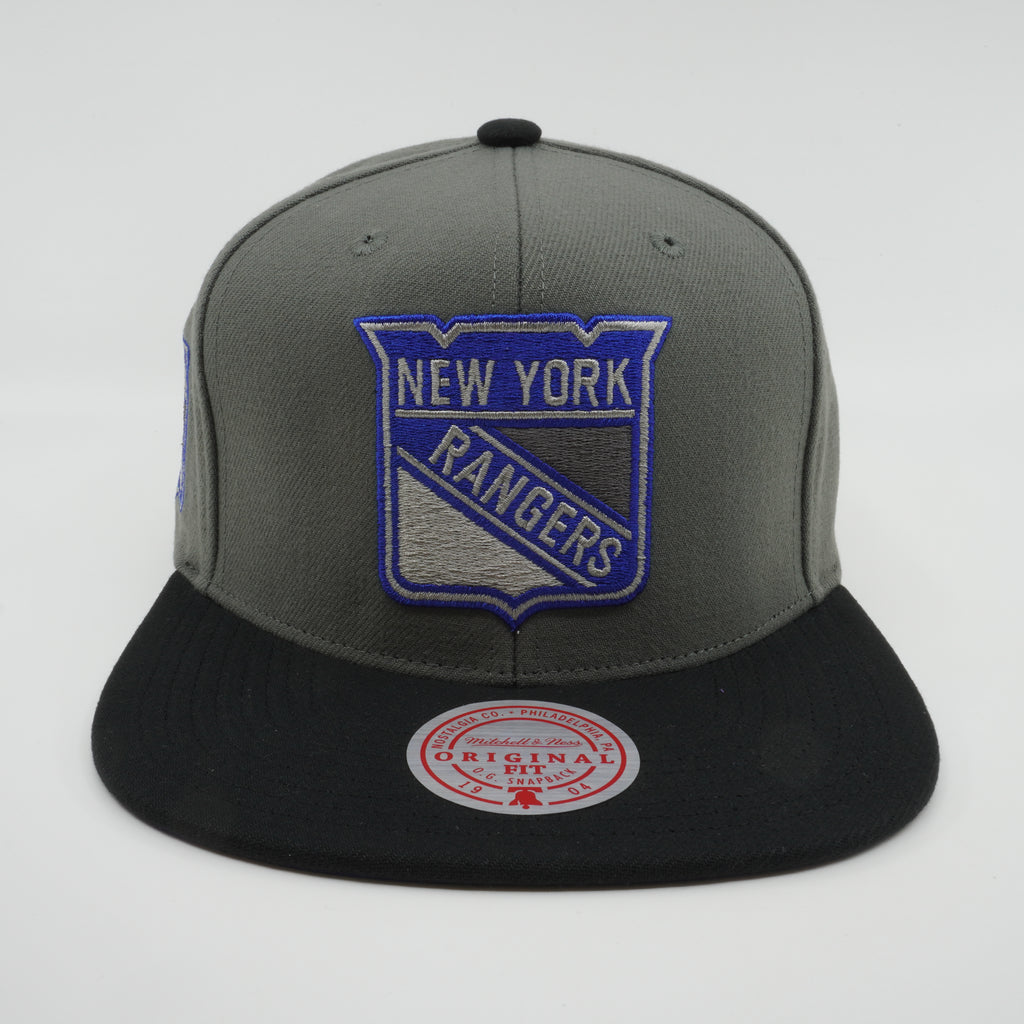 MENS MITCHELL & NESS NHL STORM FRONT SNAPBACK RANGERS - GREY