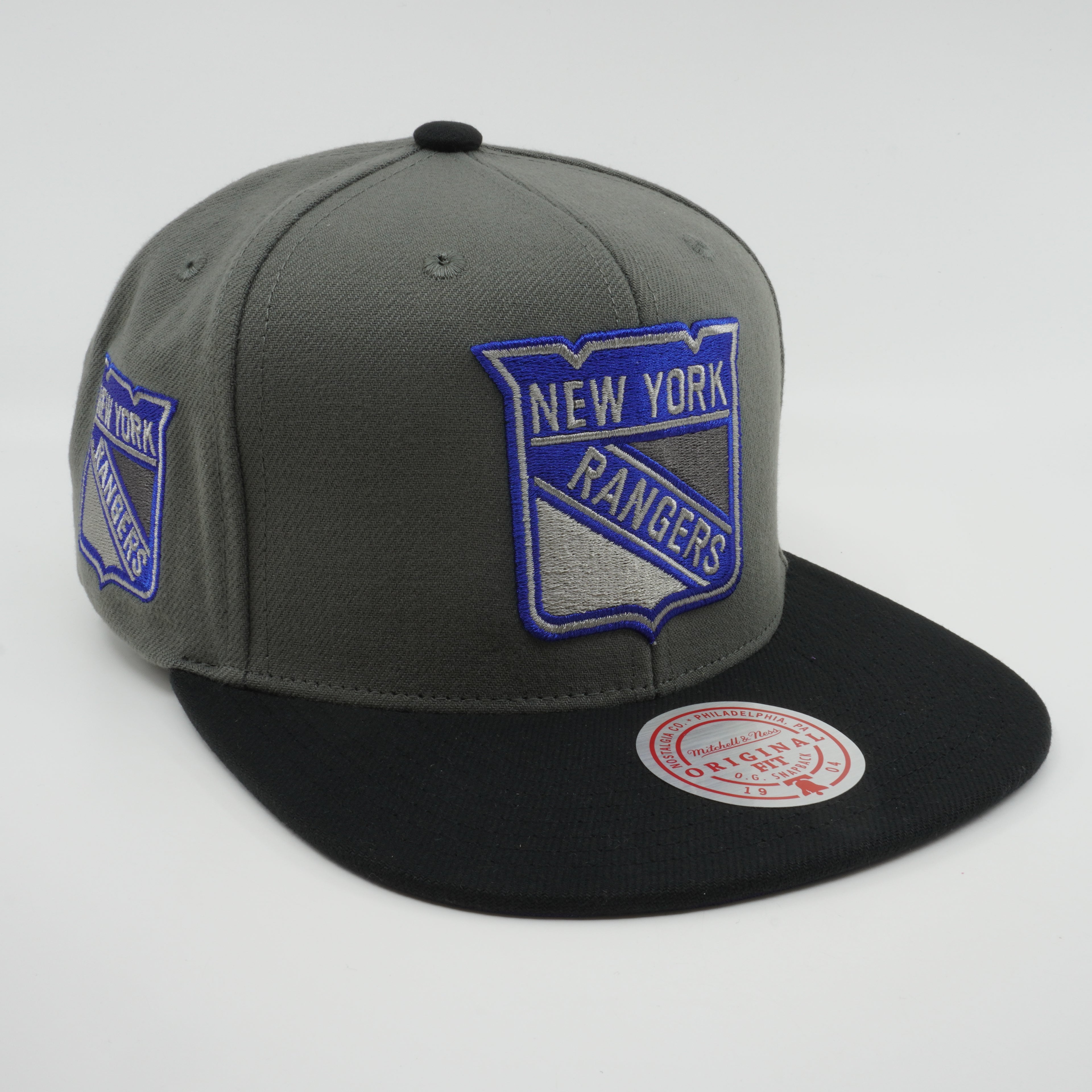 MENS MITCHELL & NESS NHL STORM FRONT SNAPBACK RANGERS - GREY