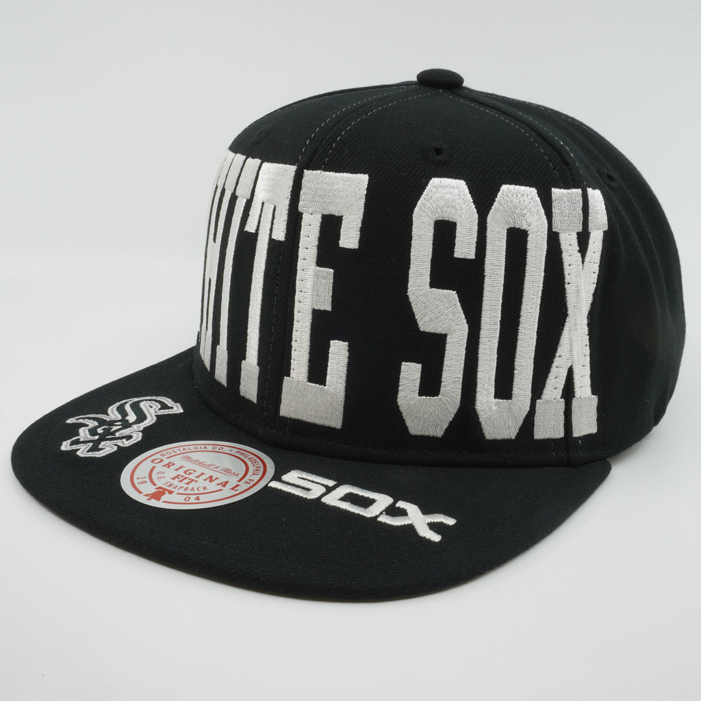 MENS MITCHELL & NESS MLB BIG TEXT 1 SNAPBACK WHITE SOX - BLACK