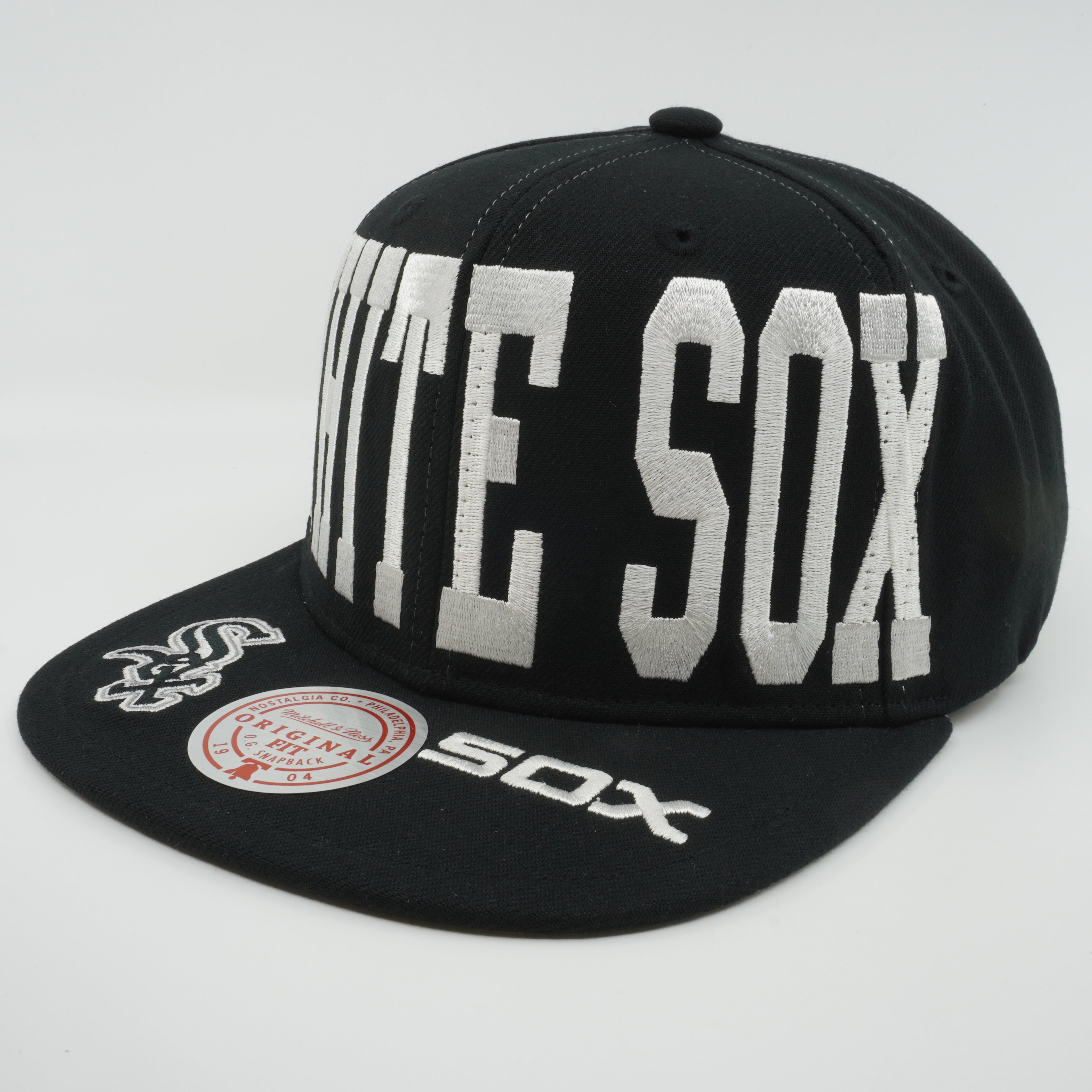 MENS MITCHELL & NESS MLB BIG TEXT 1 SNAPBACK WHITE SOX - BLACK