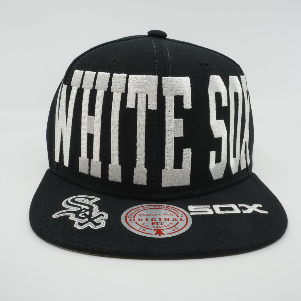MENS MITCHELL & NESS MLB BIG TEXT 1 SNAPBACK WHITE SOX - BLACK