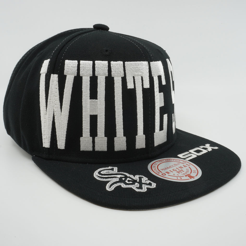 MENS MITCHELL & NESS MLB BIG TEXT 1 SNAPBACK WHITE SOX - BLACK