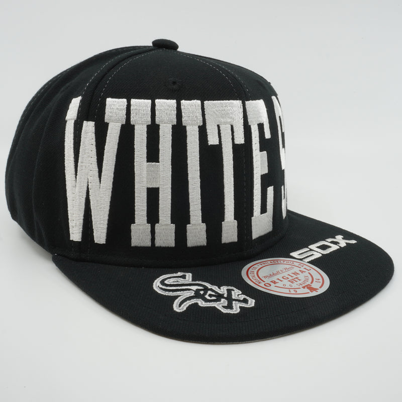 MENS MITCHELL & NESS MLB BIG TEXT 1 SNAPBACK WHITE SOX - BLACK