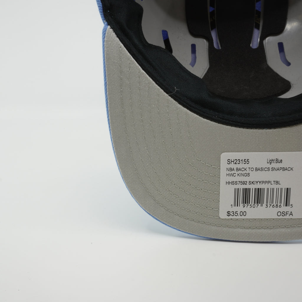 MENS MITCHELL & NESS NBA BACK TO BASICS SNAPBACK HWC KINGS - LIGHT BLUE