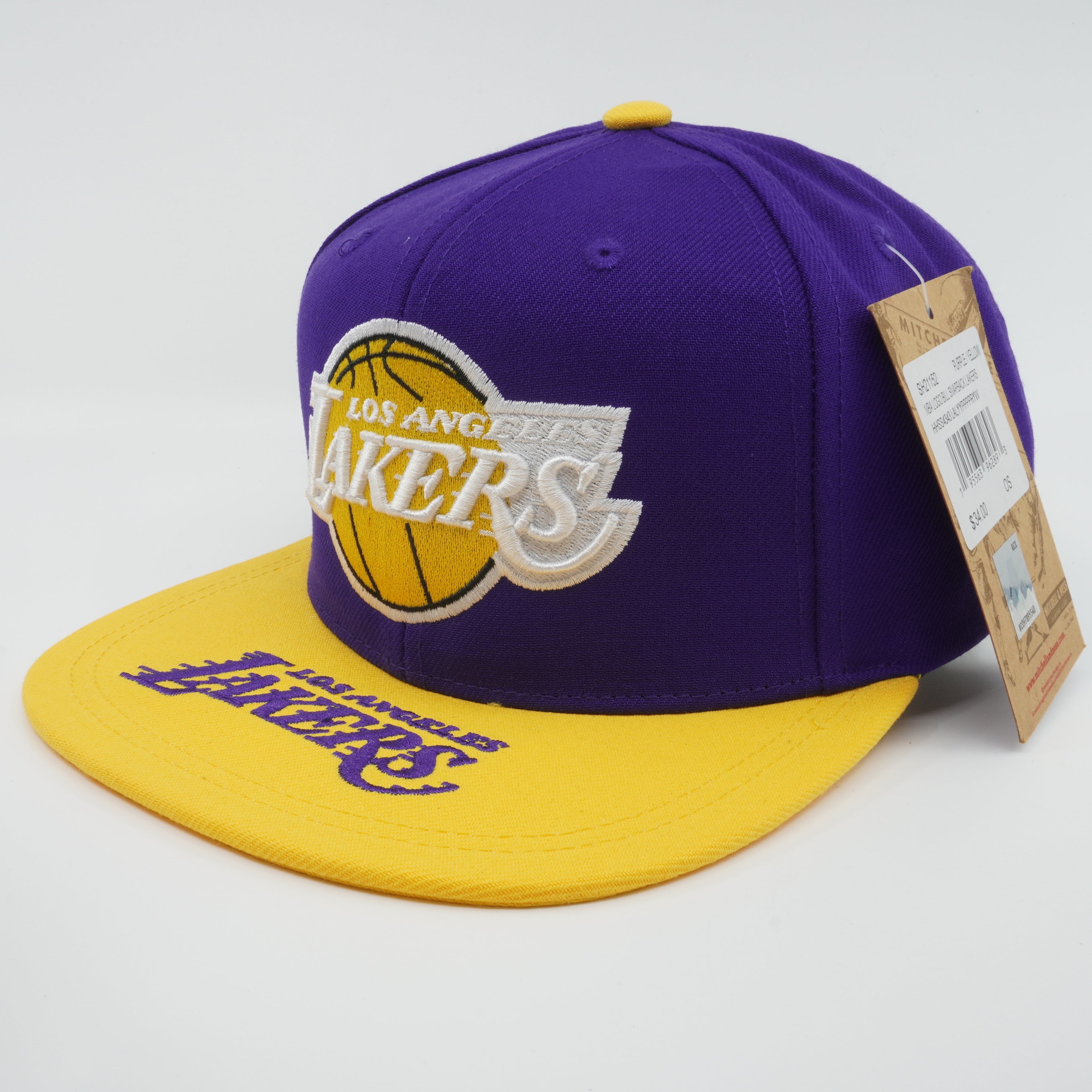 MENS MITCHELL & NESS NBA LOGO BILL SNAPBACK LAKERS - PURPLE-YELLOW