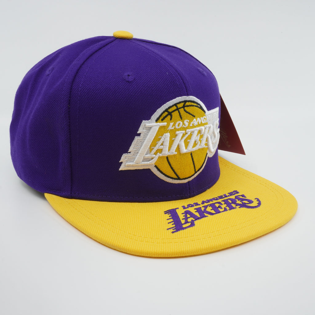 MENS MITCHELL & NESS NBA LOGO BILL SNAPBACK LAKERS - PURPLE-YELLOW
