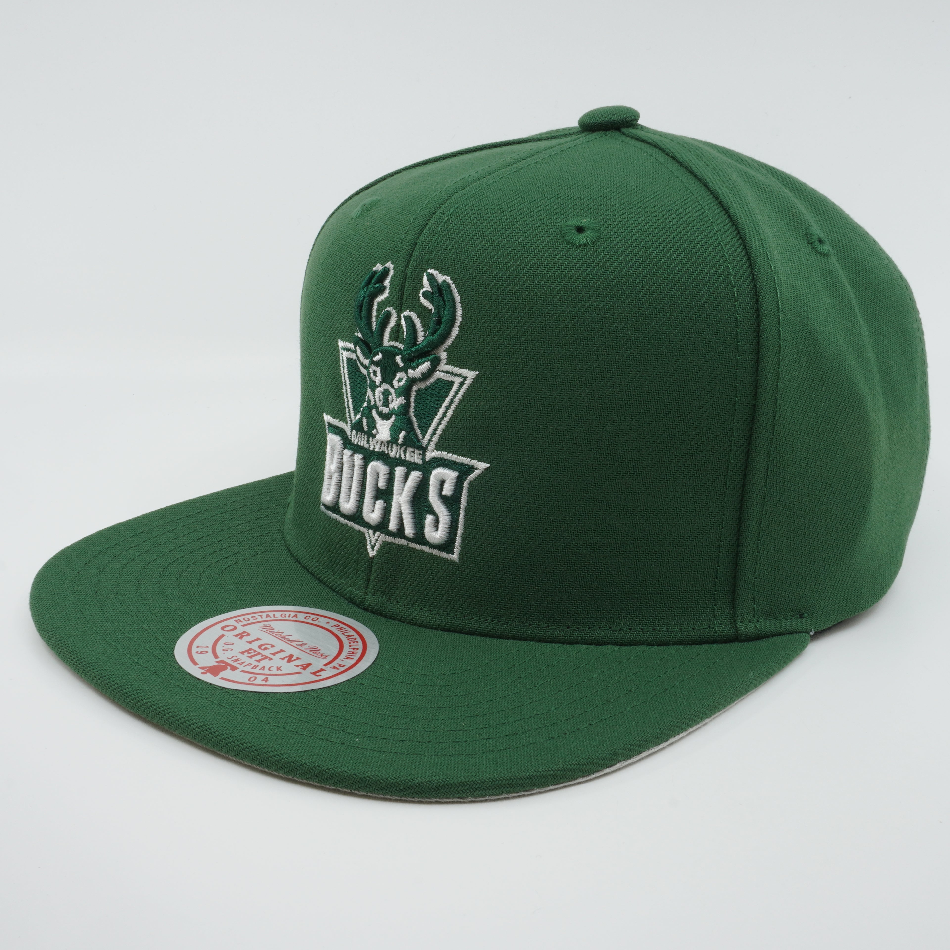 MENS MITCHELL & NESS NBA BACK TO BASICS SNAPBACK HWC BUCKS - GREEN
