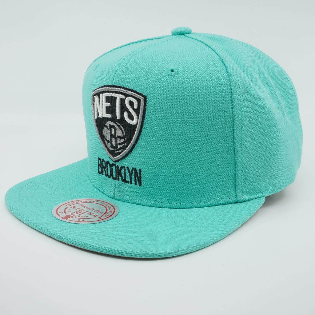 MENS MITCHELL & NESS NBA GIFT BOX BLUE SNAPBACK NETS - TEAL-BLACK