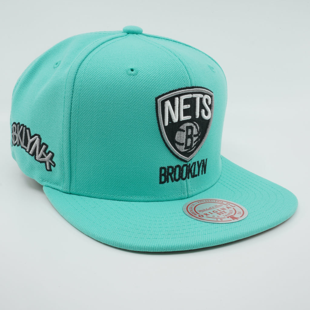 MENS MITCHELL & NESS NBA GIFT BOX BLUE SNAPBACK NETS - TEAL-BLACK