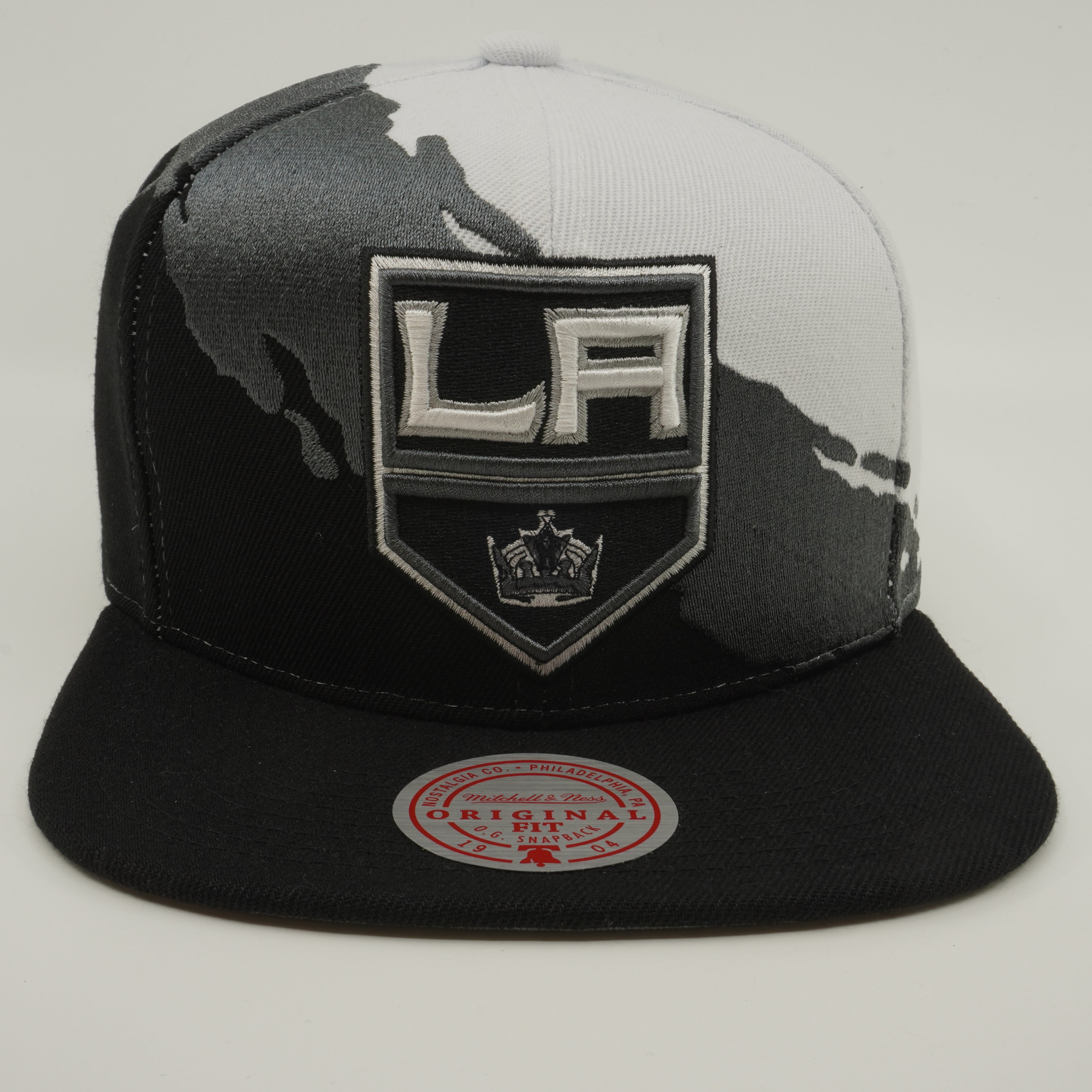 MENS MITCHELL & NESS NHL PAINTBRUSH SNAPBACK KINGS - BLACK-WHITE