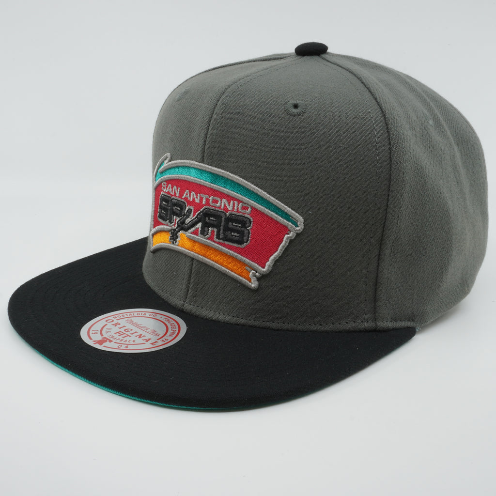 MENS MITCHELL & NESS NBA STORM FRONT SNAPBACK HWC SPURS - GREY