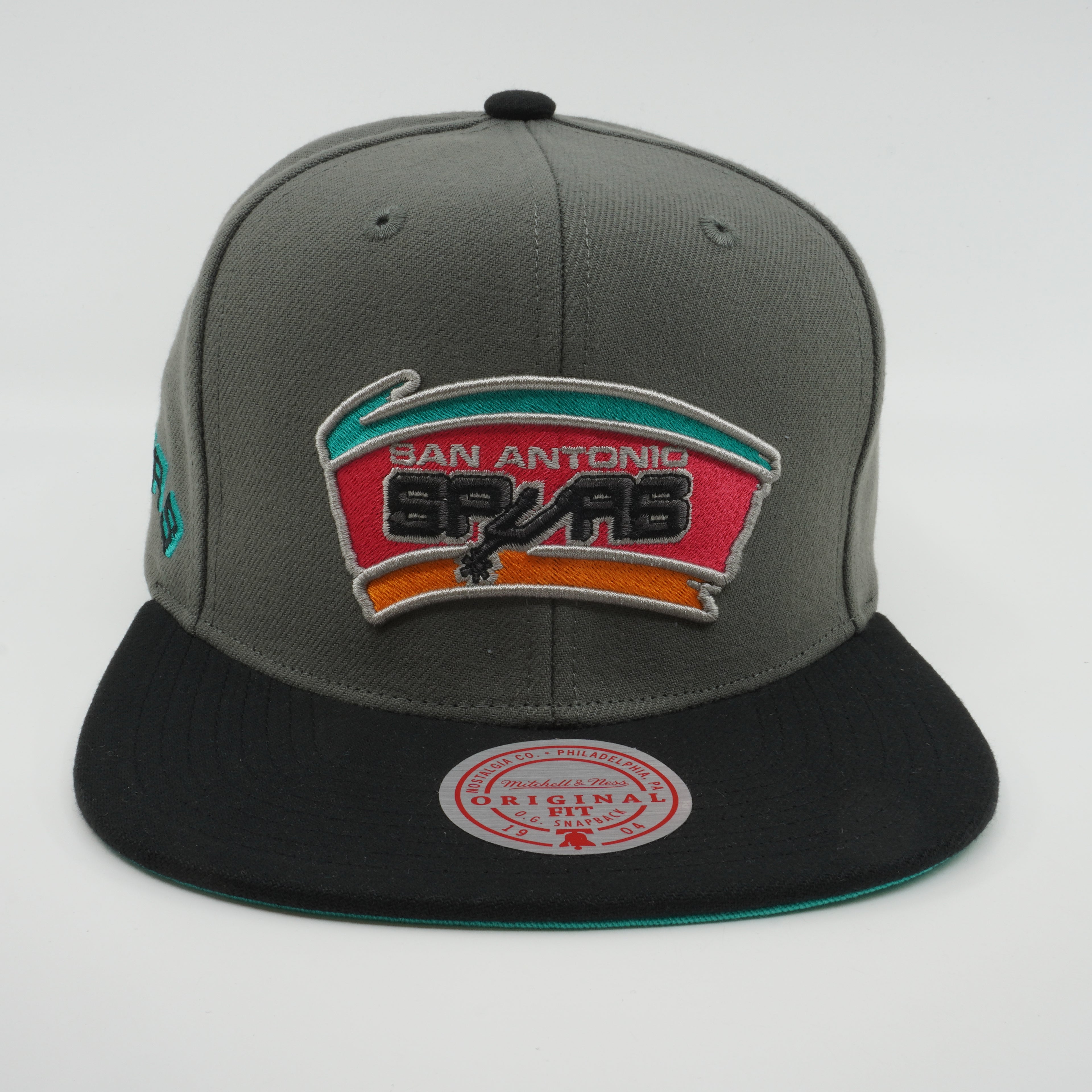 MENS MITCHELL & NESS NBA STORM FRONT SNAPBACK HWC SPURS - GREY
