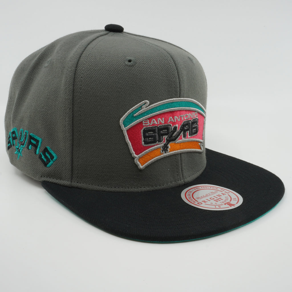 MENS MITCHELL & NESS NBA STORM FRONT SNAPBACK HWC SPURS - GREY