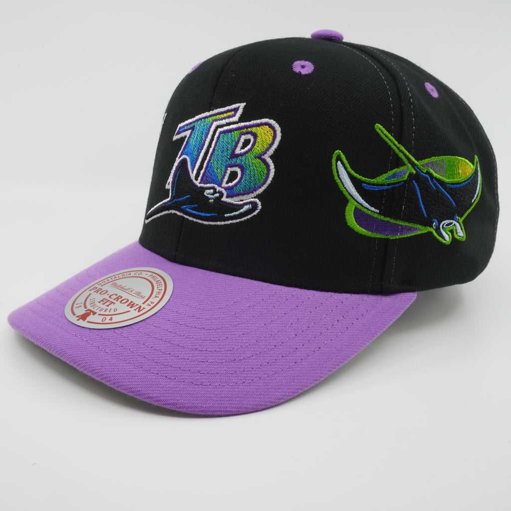 MENS MITCHELL & NESS MLB OVERBITE PRO SNAPBACK COOP RAYS - BLACK