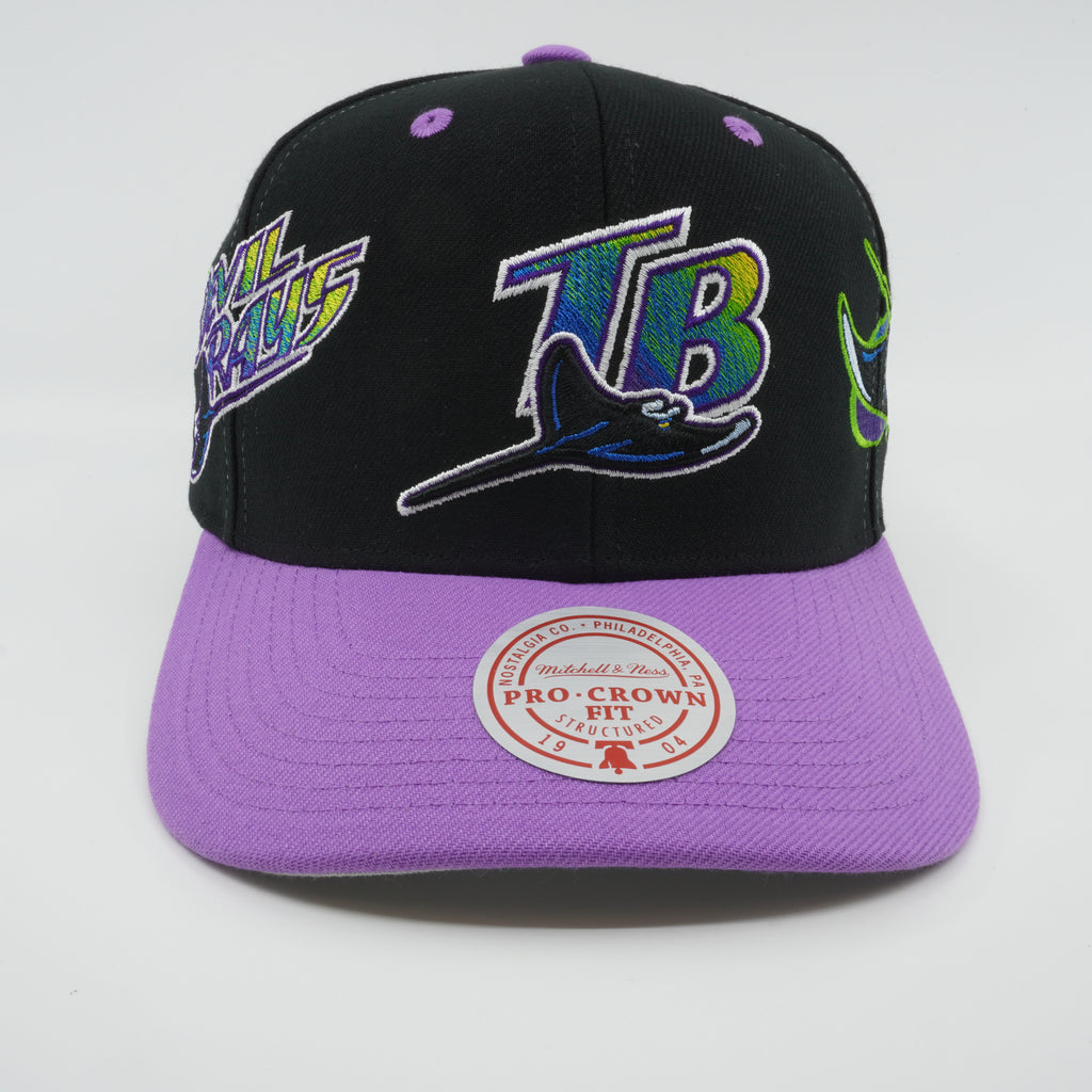 MENS MITCHELL & NESS MLB OVERBITE PRO SNAPBACK COOP RAYS - BLACK