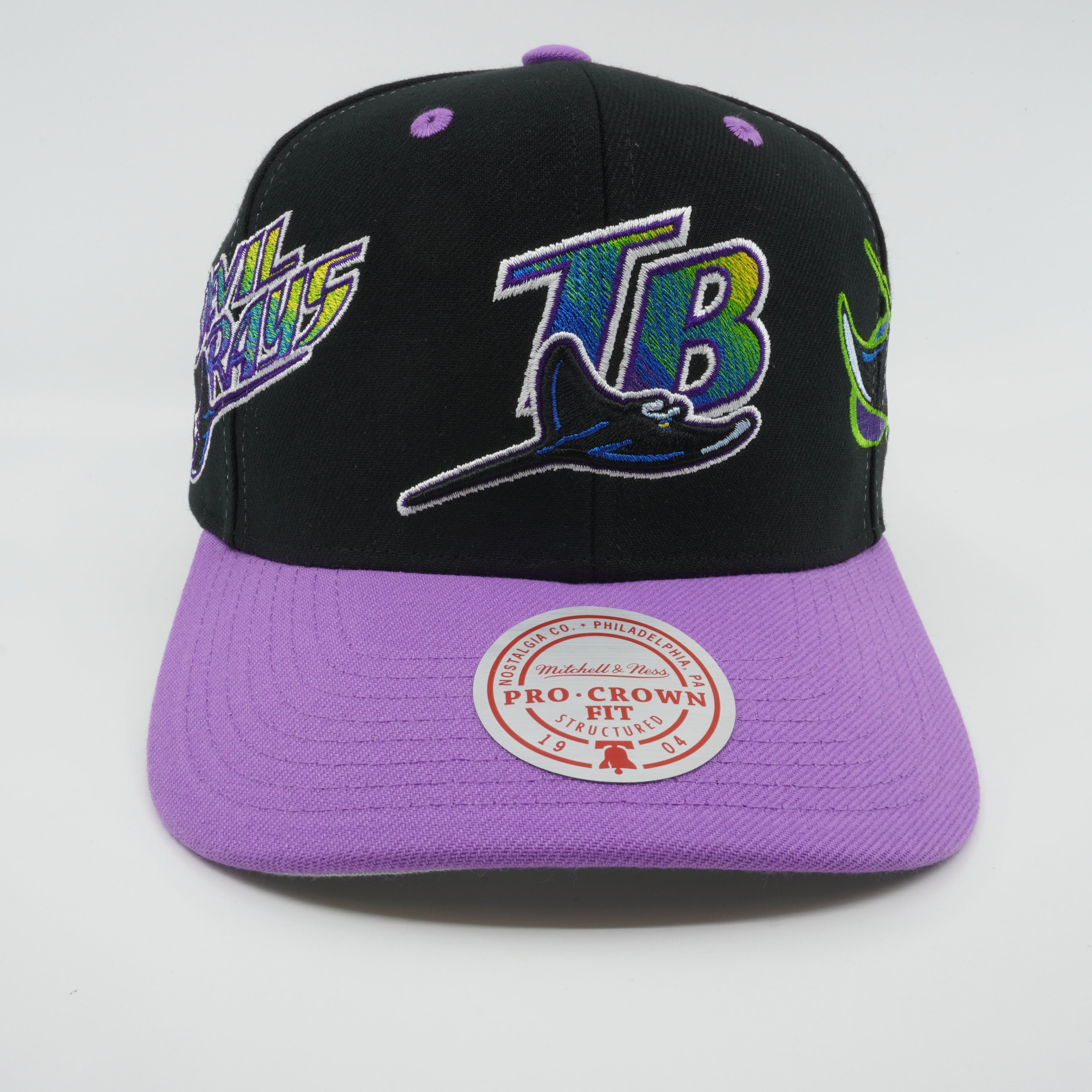 MENS MITCHELL & NESS MLB OVERBITE PRO SNAPBACK COOP RAYS - BLACK