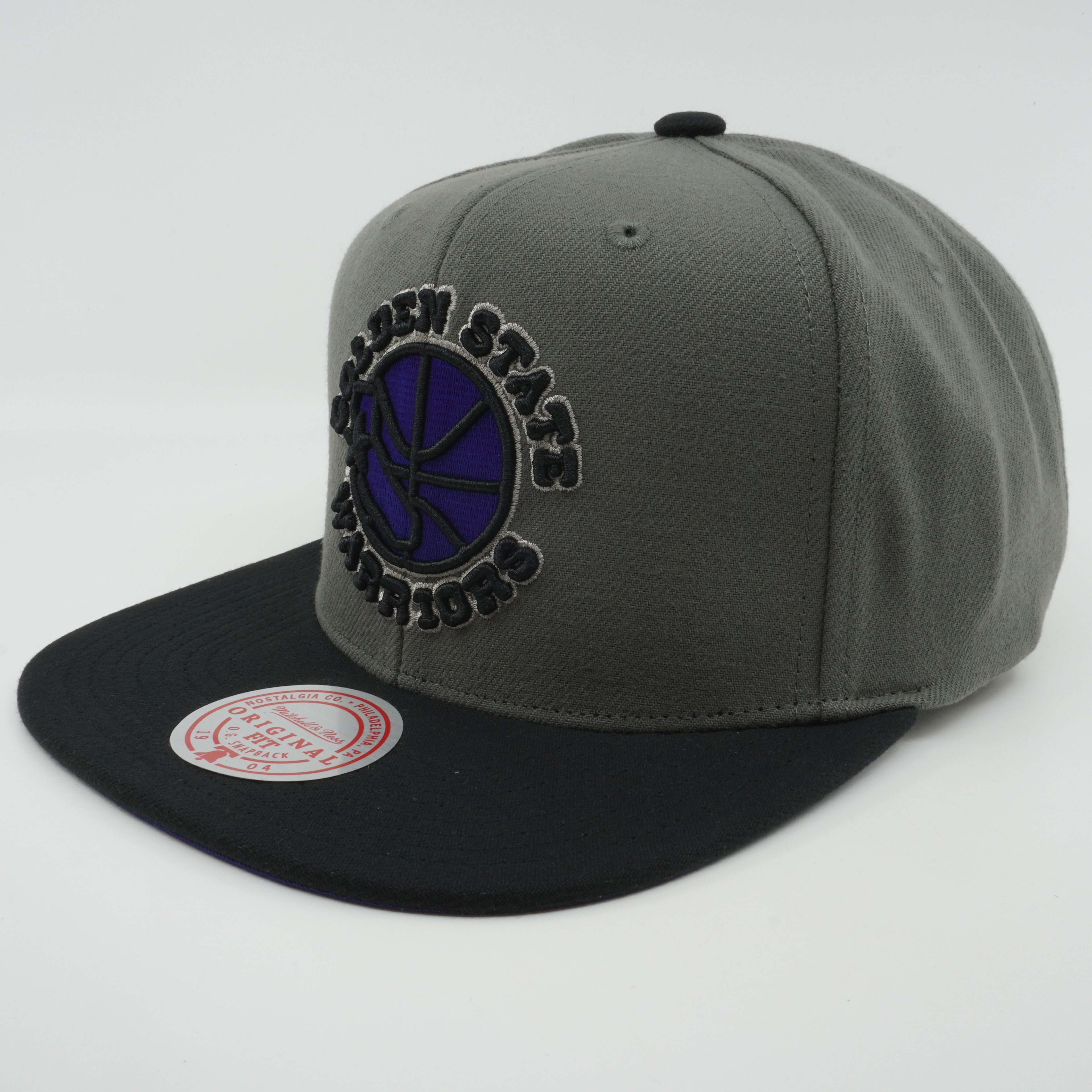 MENS MITCHELL & NESS NBA STORM FRONT SNAPBACK HWC WARRIORS - GREY