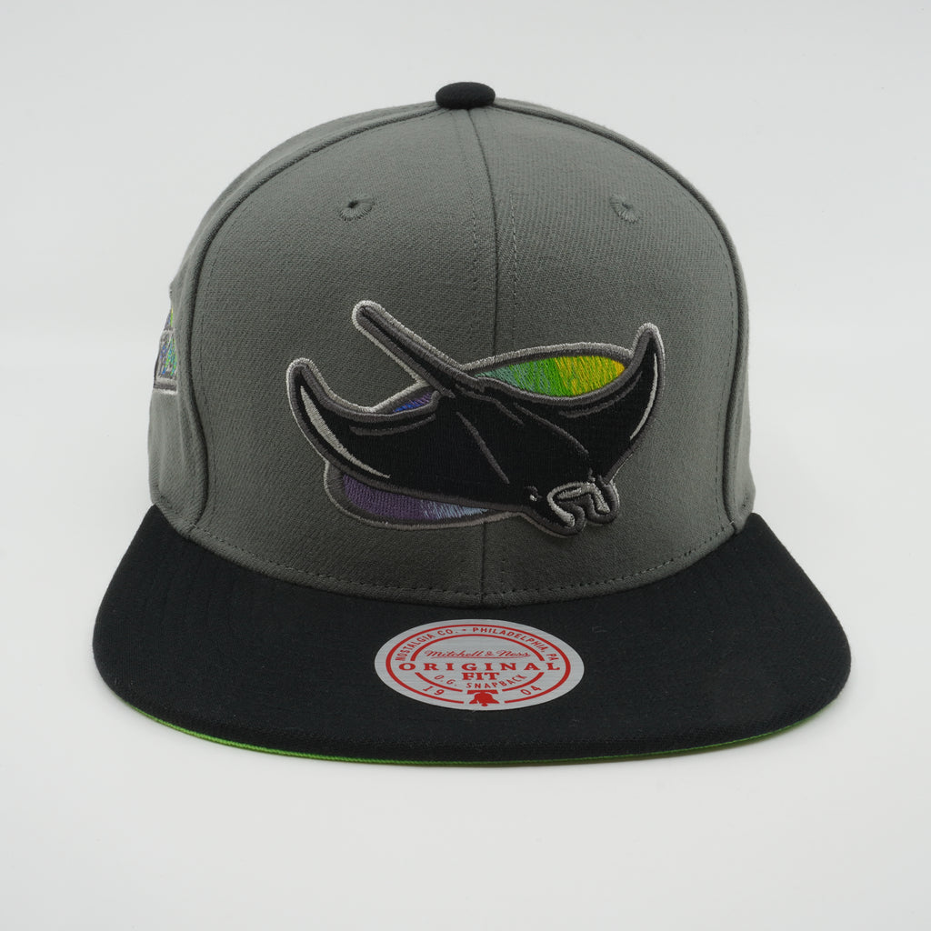 MENS MITCHELL & NESS MLB STORM FRONT SNAPBACK COOP RAYS - GREY