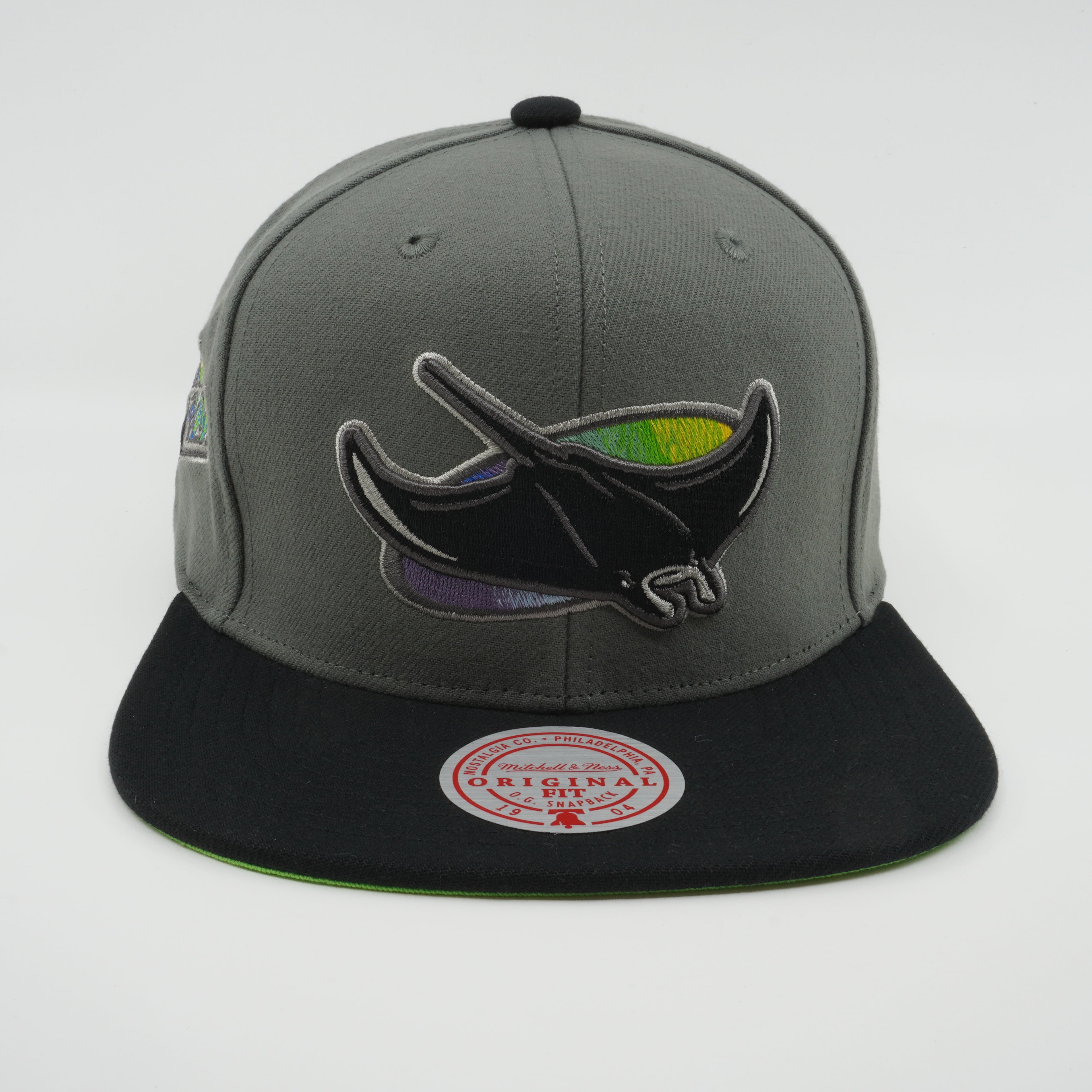 MENS MITCHELL & NESS MLB STORM FRONT SNAPBACK COOP RAYS - GREY