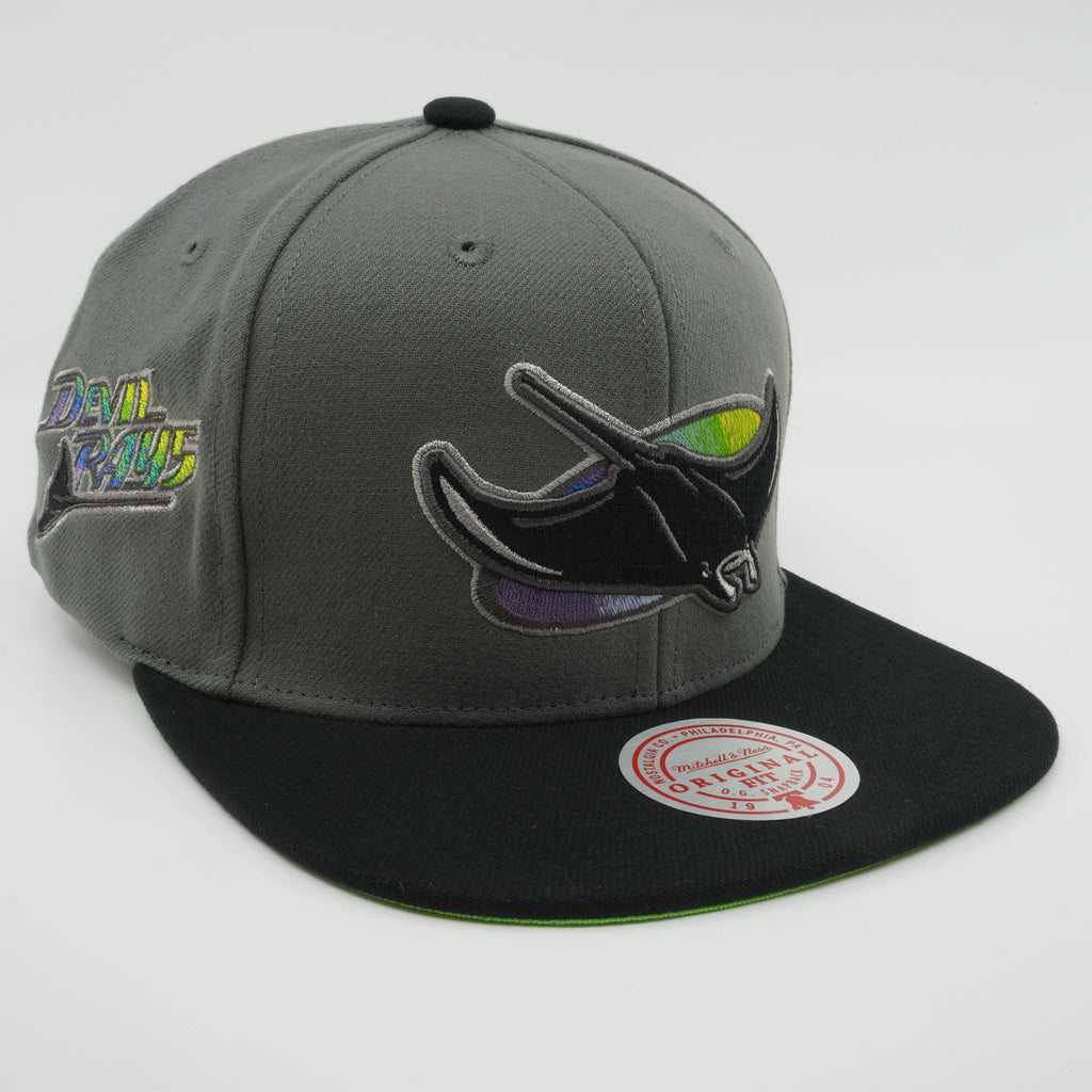 MENS MITCHELL & NESS MLB STORM FRONT SNAPBACK COOP RAYS - GREY