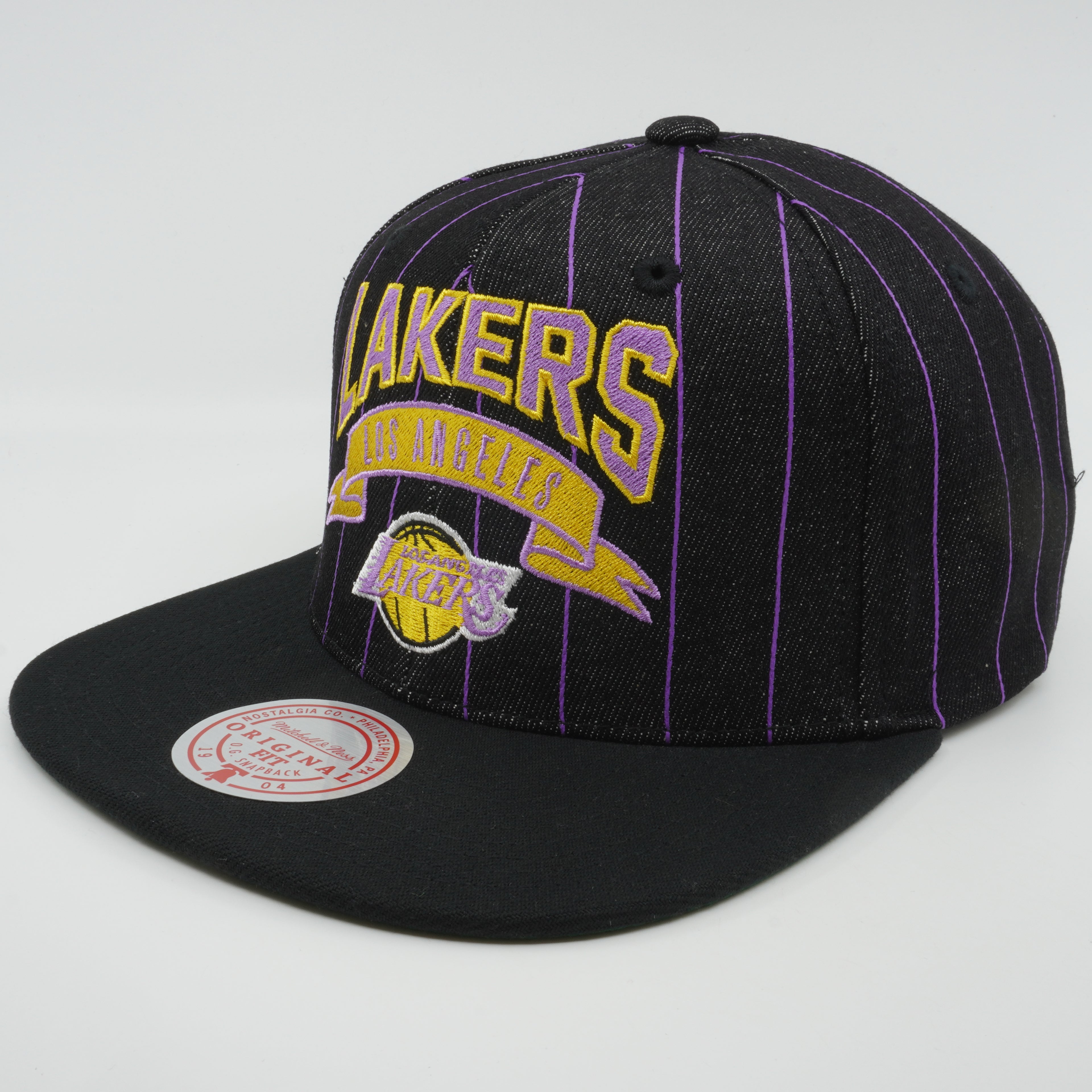 MENS MITCHELL & NESS NBA DEM STRIPES SNAPBACK HWC LAKERS - BLACK