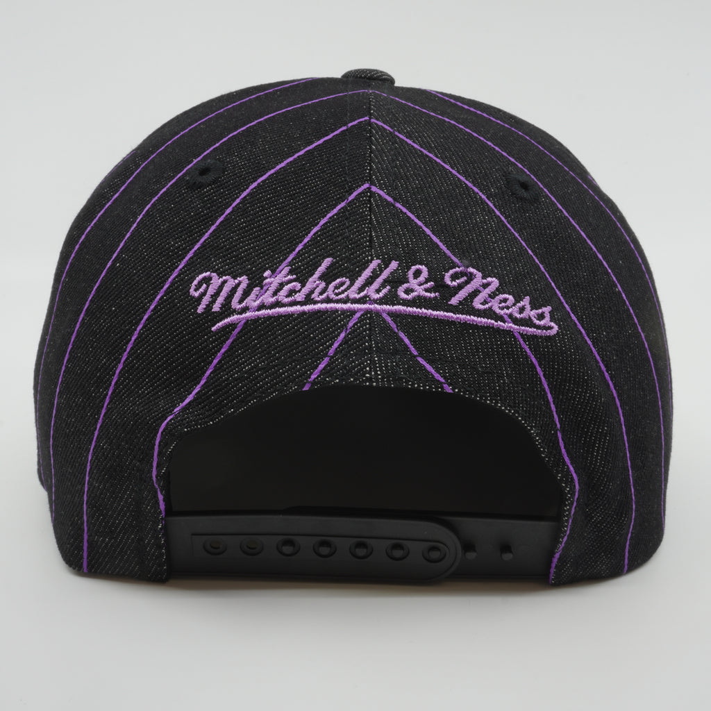 MENS MITCHELL & NESS NBA DEM STRIPES SNAPBACK HWC LAKERS - BLACK
