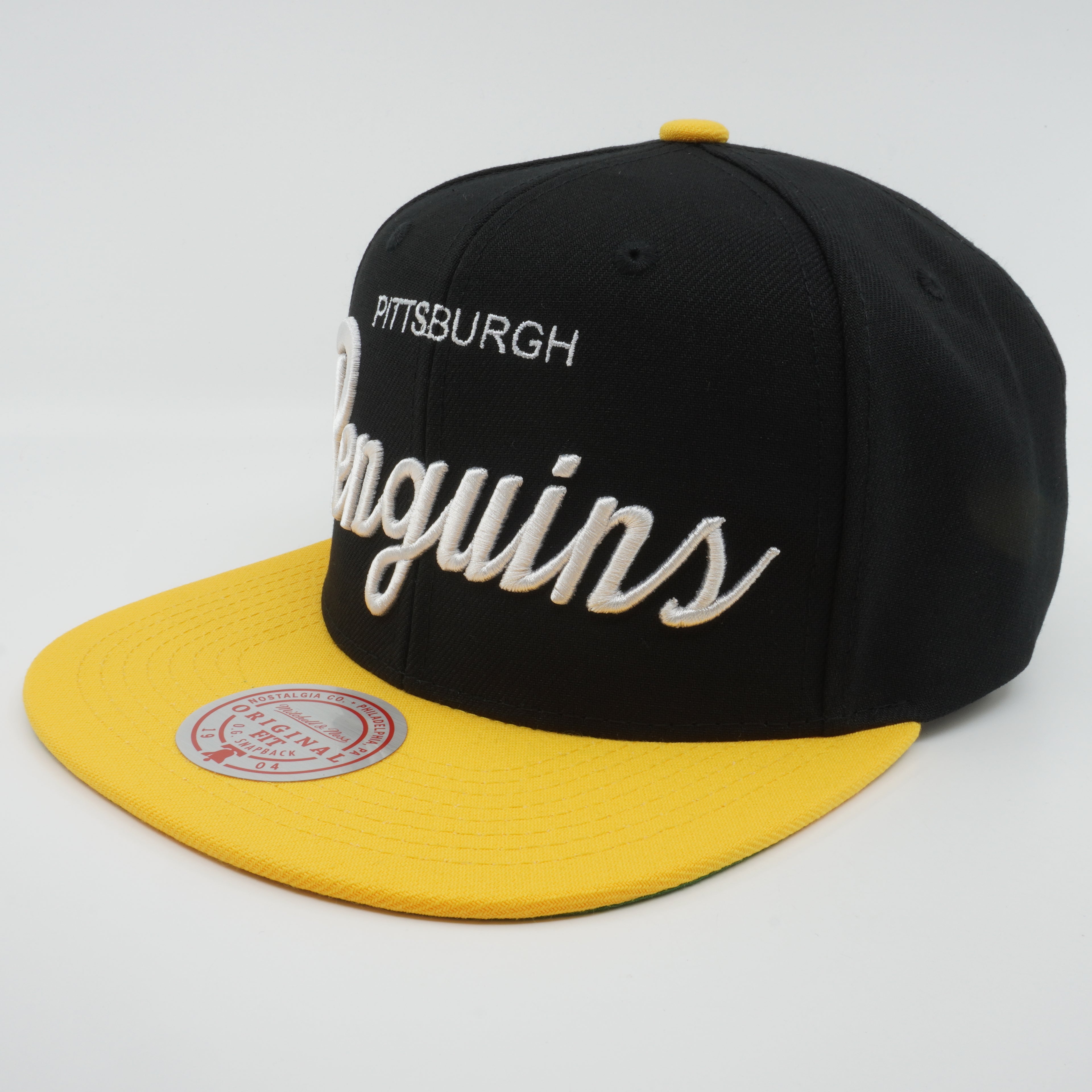 MENS MITCHELL & NESS NHL VINTAGE SCRIPT SNAPBACK PENGUINS - BLACK