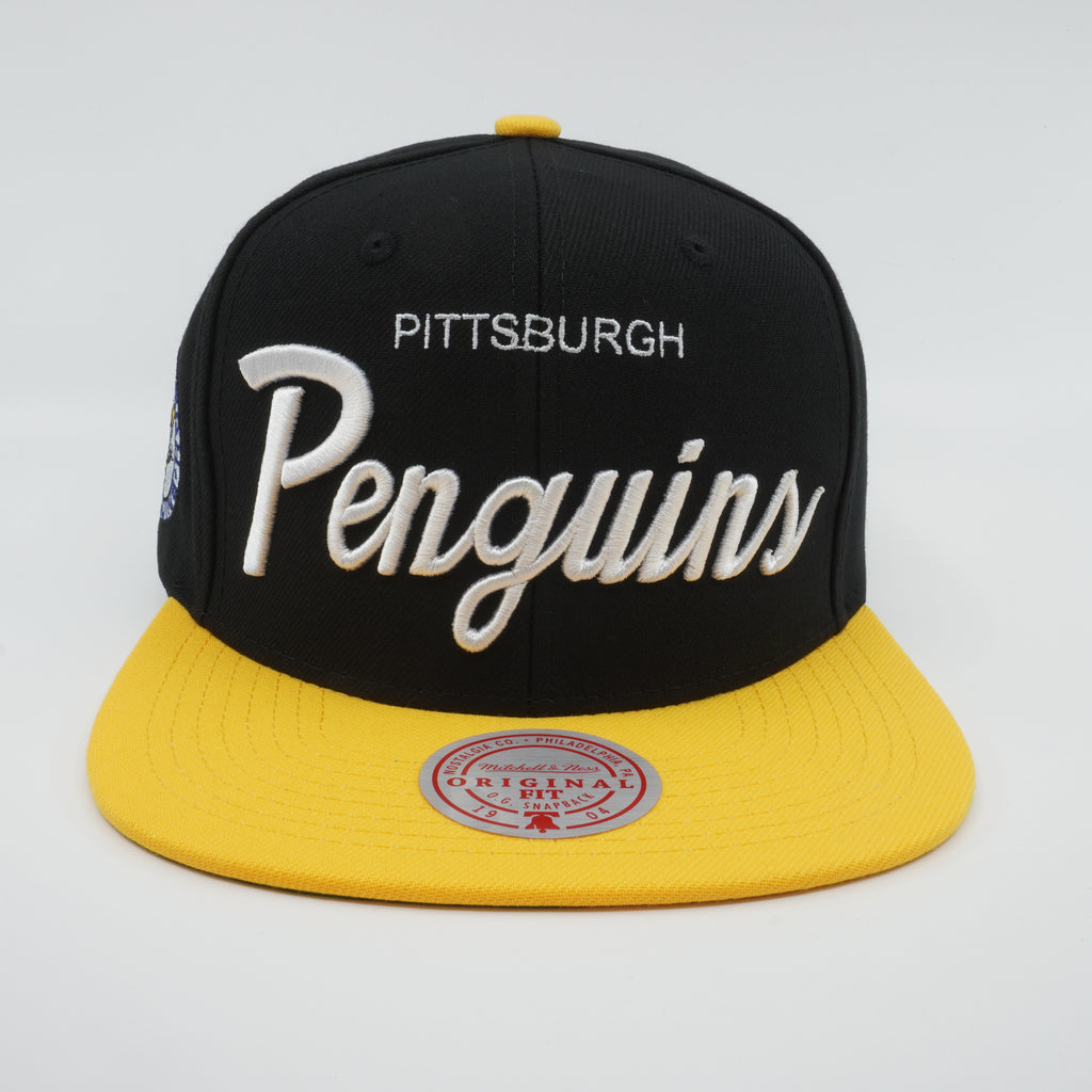 MENS MITCHELL & NESS NHL VINTAGE SCRIPT SNAPBACK PENGUINS - BLACK