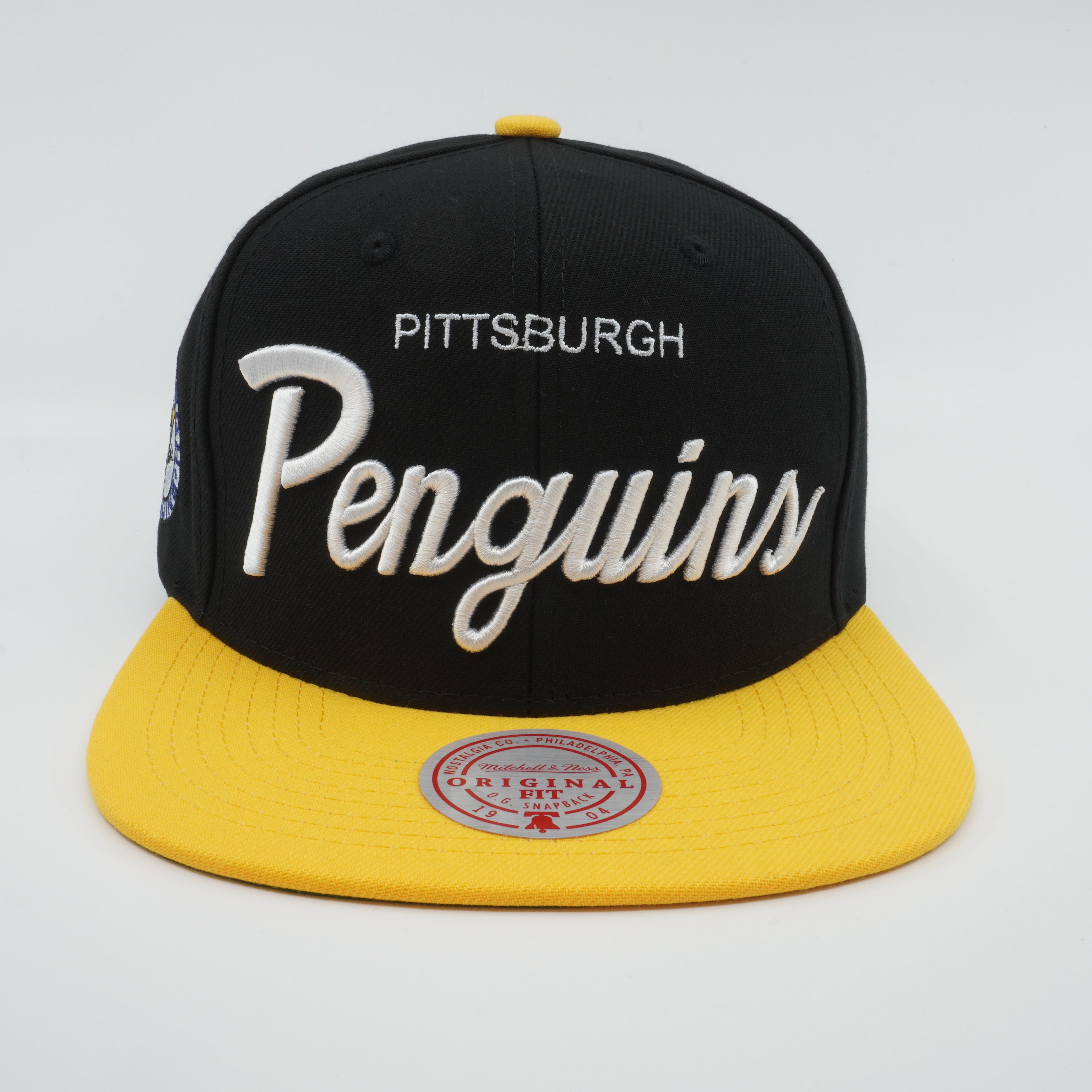 MENS MITCHELL & NESS NHL VINTAGE SCRIPT SNAPBACK PENGUINS - BLACK