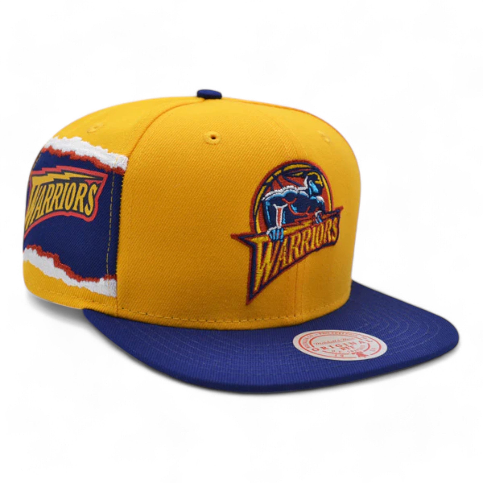 MENS MITCHELL & NESS NBA JUMBOTRON SNAPBACK HWC WARRIORS - YELLOW-BLUE