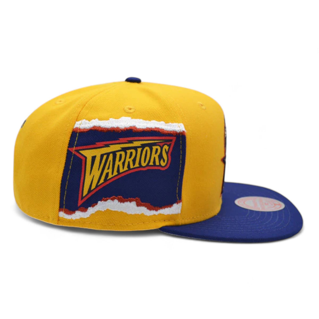 MENS MITCHELL & NESS NBA JUMBOTRON SNAPBACK HWC WARRIORS - YELLOW-BLUE