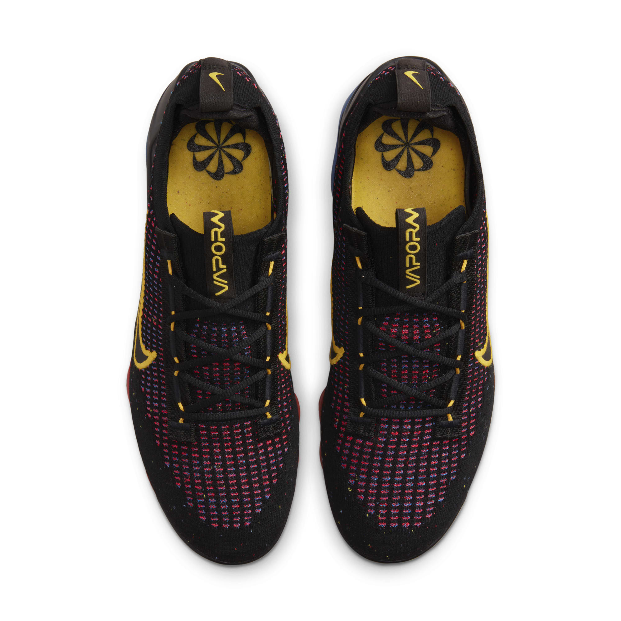 [DV2118-001] Mens Nike AIR VAPORMAX 2021 FK 'BLACK PHOTO BLUE CRIMSON GOLD'