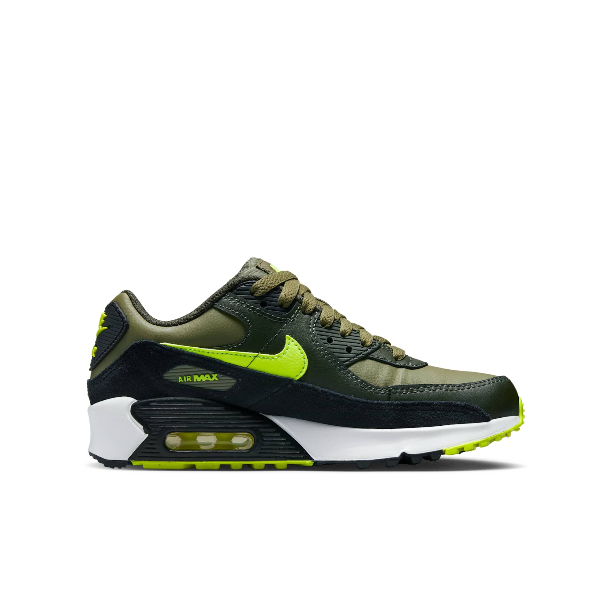 [DV3607-200] GRADE SCHOOL NIKE AIR MAX 90 LEATHER 'MEDIUM OLIVE VOLT' (GS)