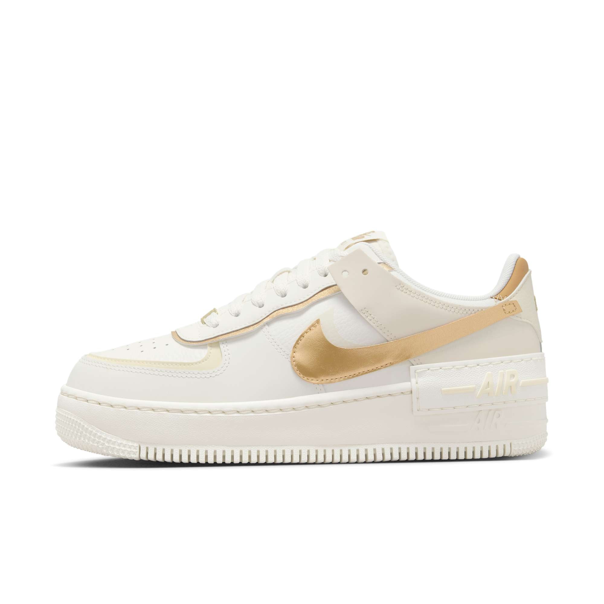 [DZ1847-108] Womens Nike AIR FORCE 1 SHADOW 'SAIL METALLIC GOLD'