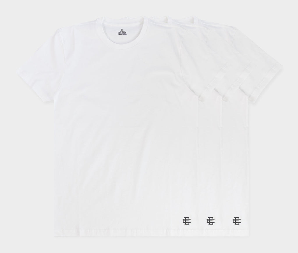 [3TCORCOT-WHTBLK] MENS ERIC EMANUEL EE TEE T-SHIRT 3 PACK