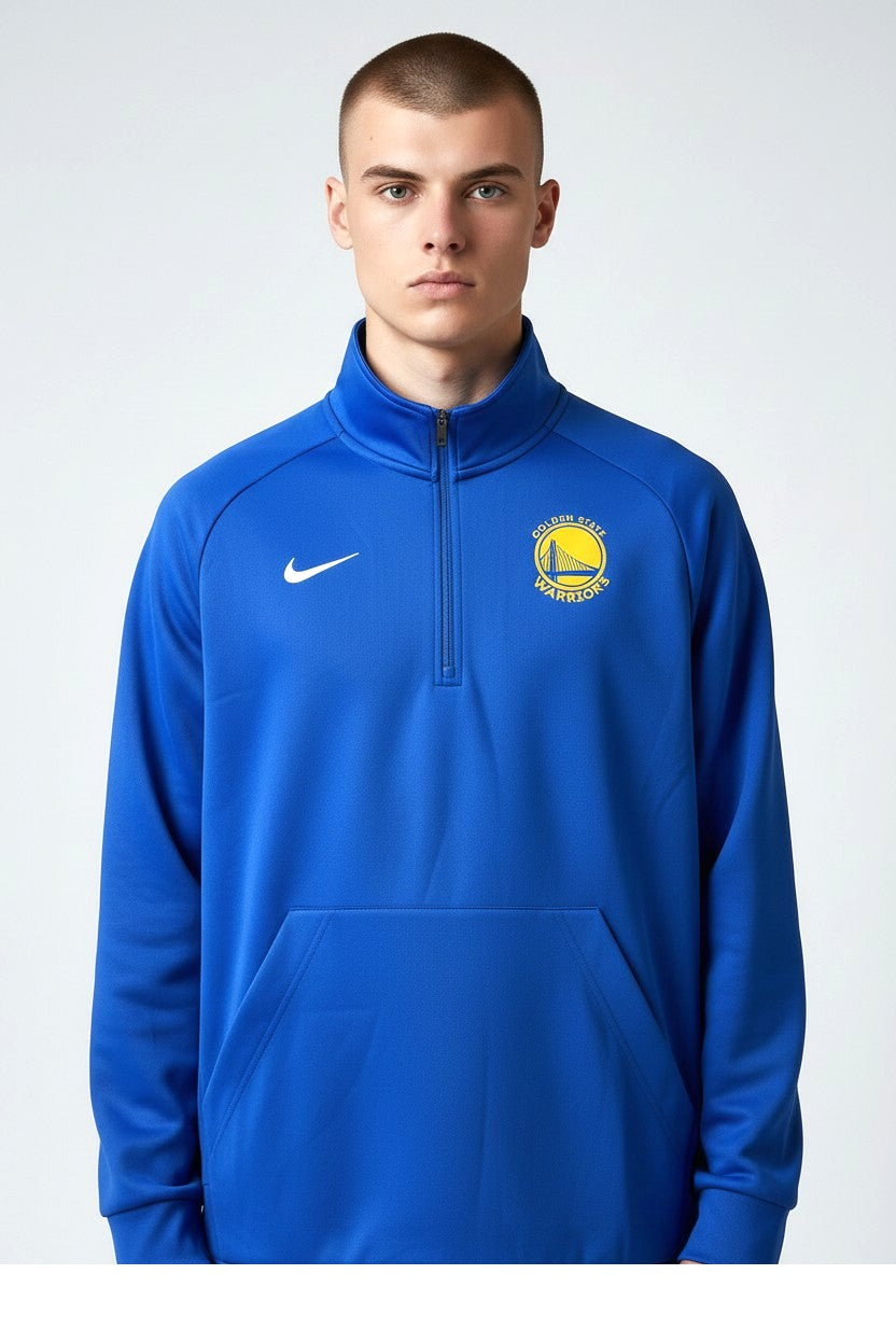 [M53564-ROYAL] MENS NIKE NBA GS WARRIORS THERMA 1/4 ZIP LONG SLEEVE TEE